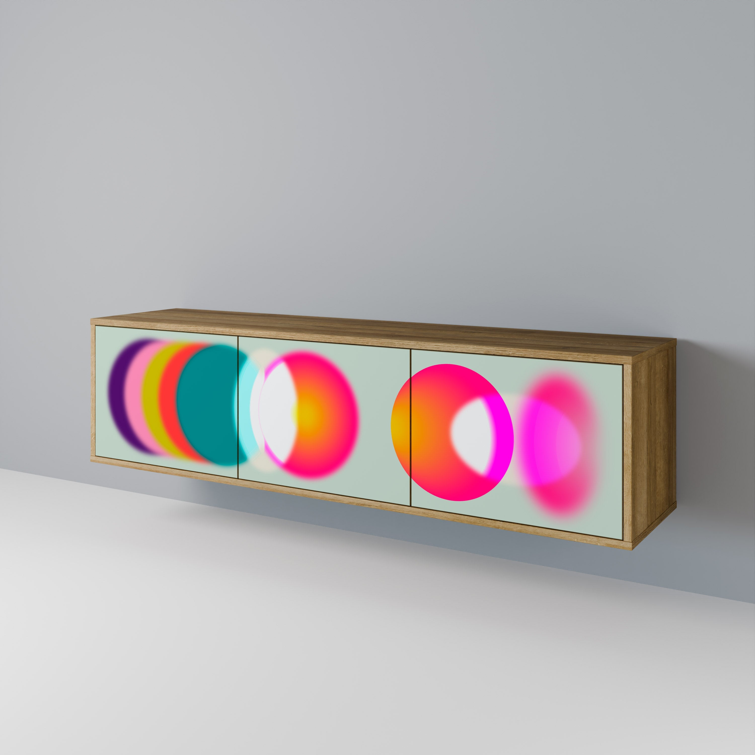 Meuble TV 3 portes SYMPHONY OF COLORS effet chêne