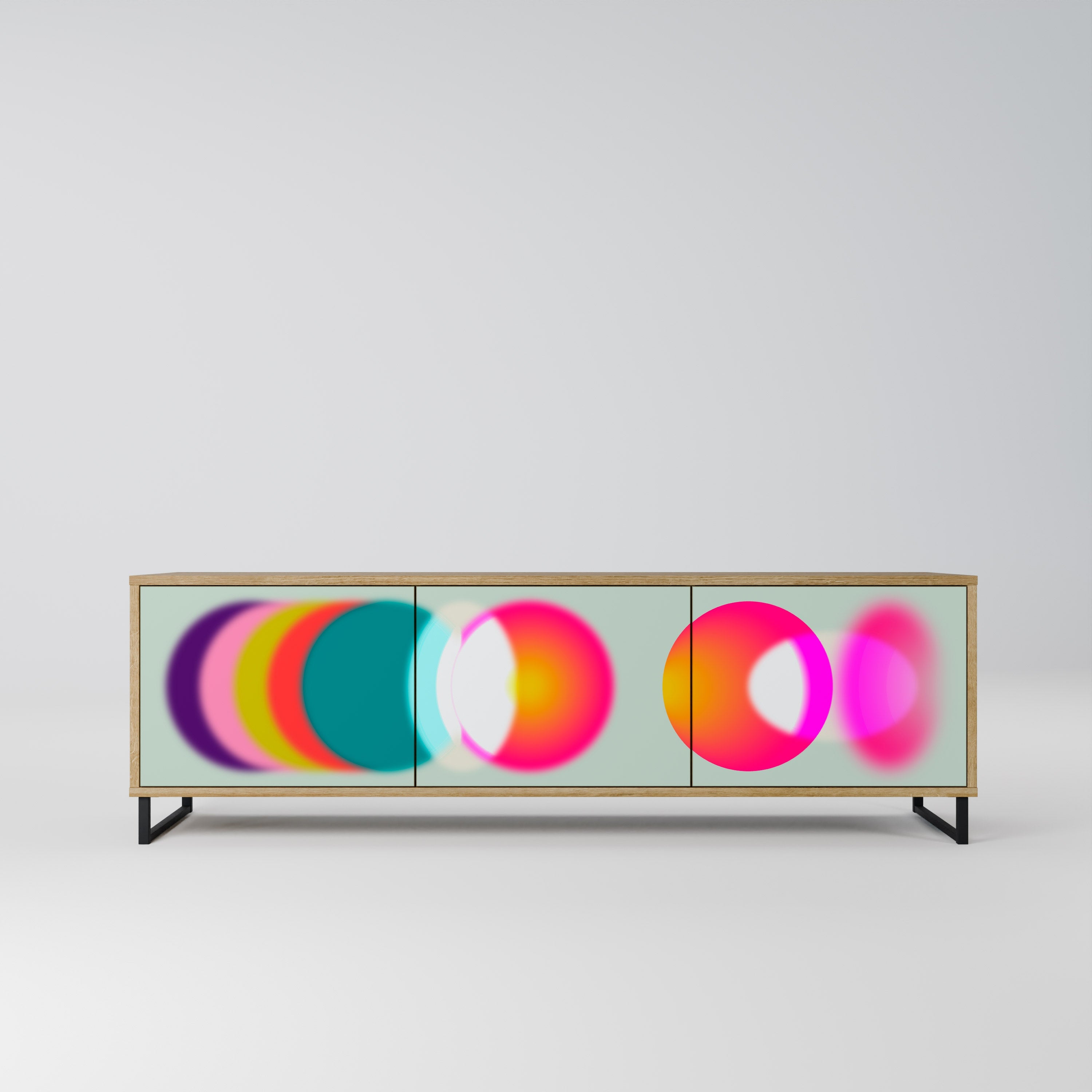 Meuble TV 3 portes SYMPHONY OF COLORS effet chêne