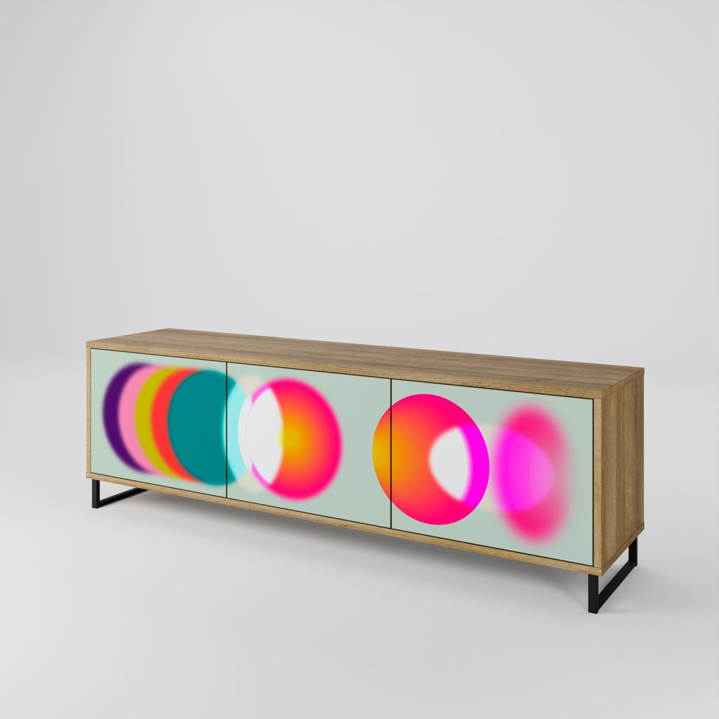 Meuble TV 3 portes SYMPHONY OF COLORS effet chêne