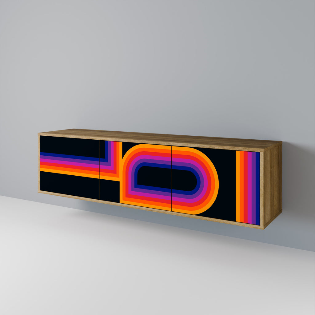Meuble TV 3 portes BLINDED BY THE LIGHTS effet chêne