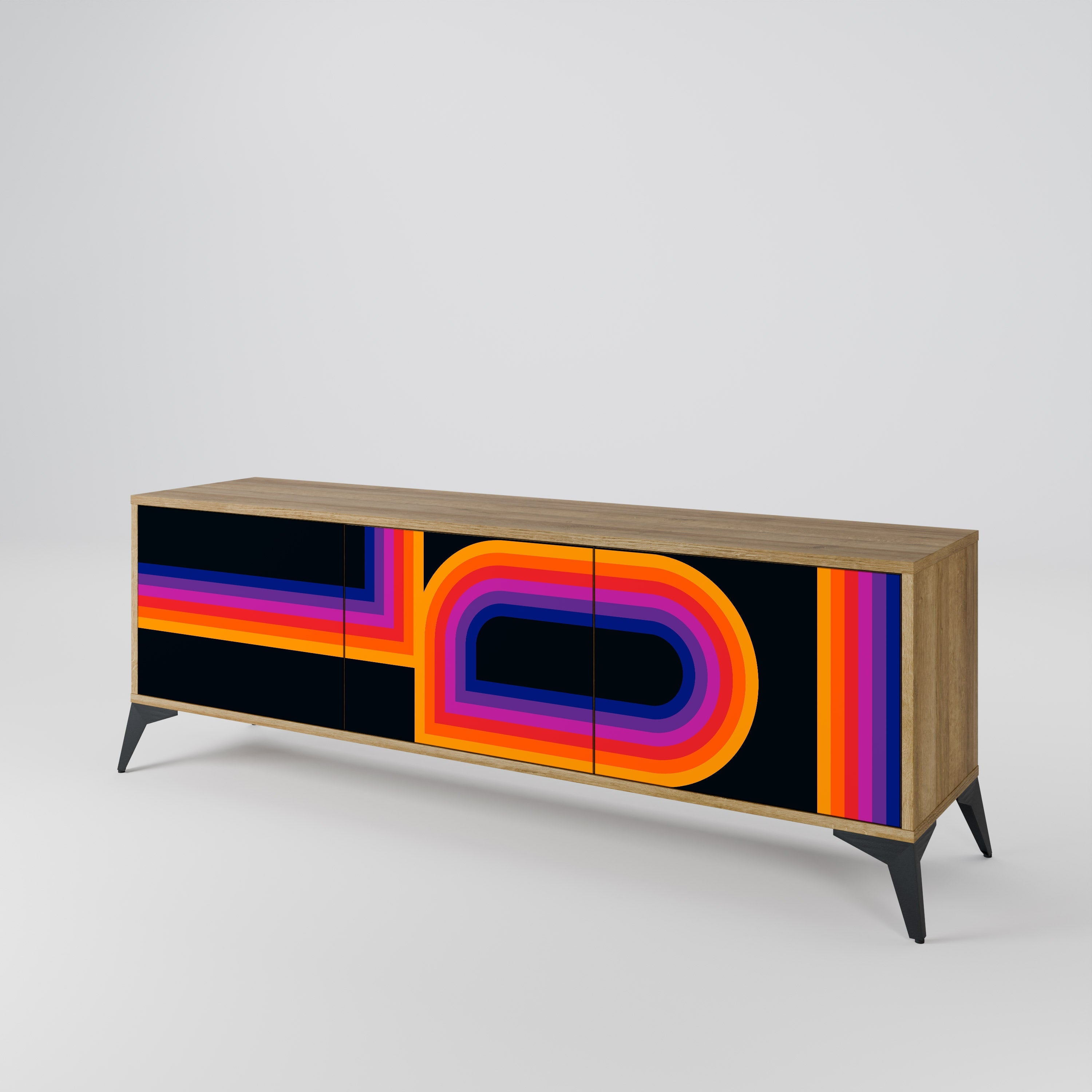 Meuble TV 3 portes BLINDED BY THE LIGHTS effet chêne