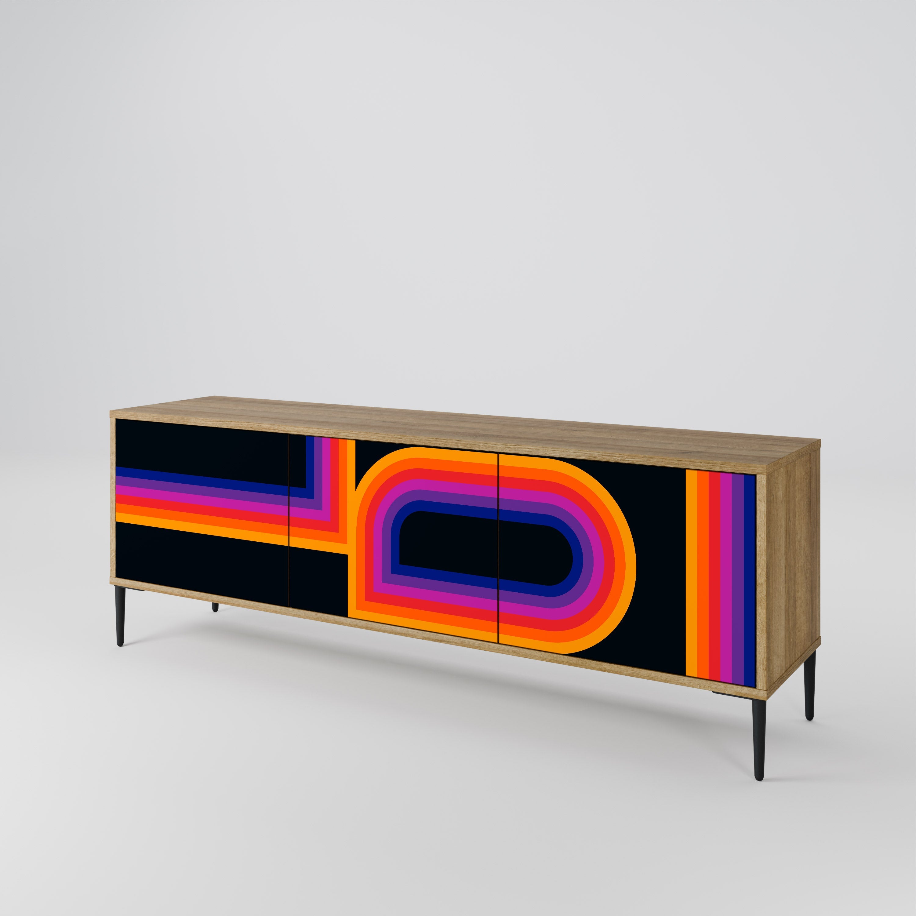 Meuble TV 3 portes BLINDED BY THE LIGHTS effet chêne