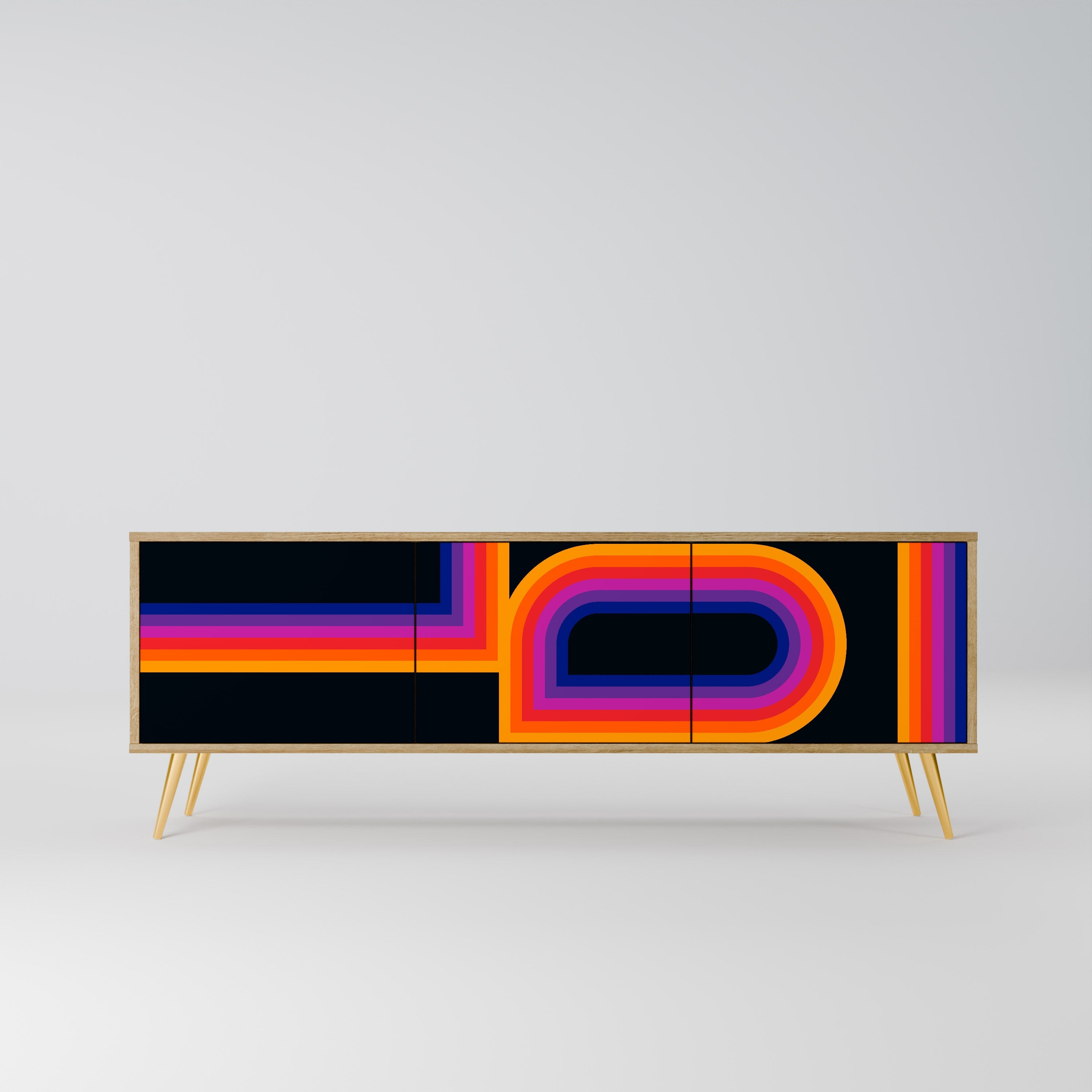 Meuble TV 3 portes BLINDED BY THE LIGHTS effet chêne