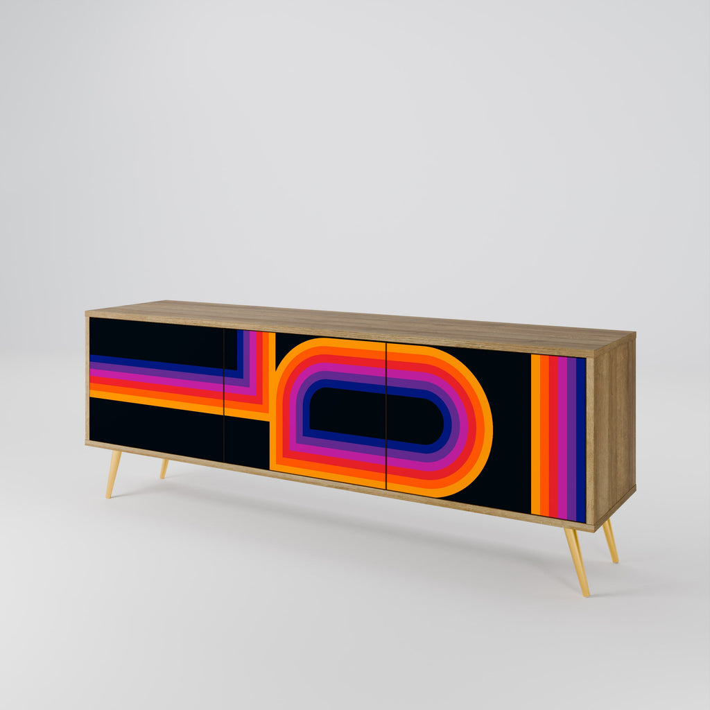 Meuble TV 3 portes BLINDED BY THE LIGHTS effet chêne