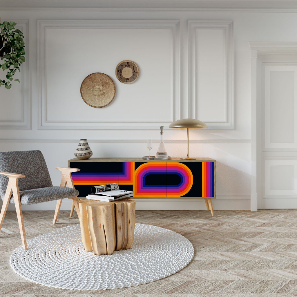 Meuble TV 3 portes BLINDED BY THE LIGHTS effet chêne