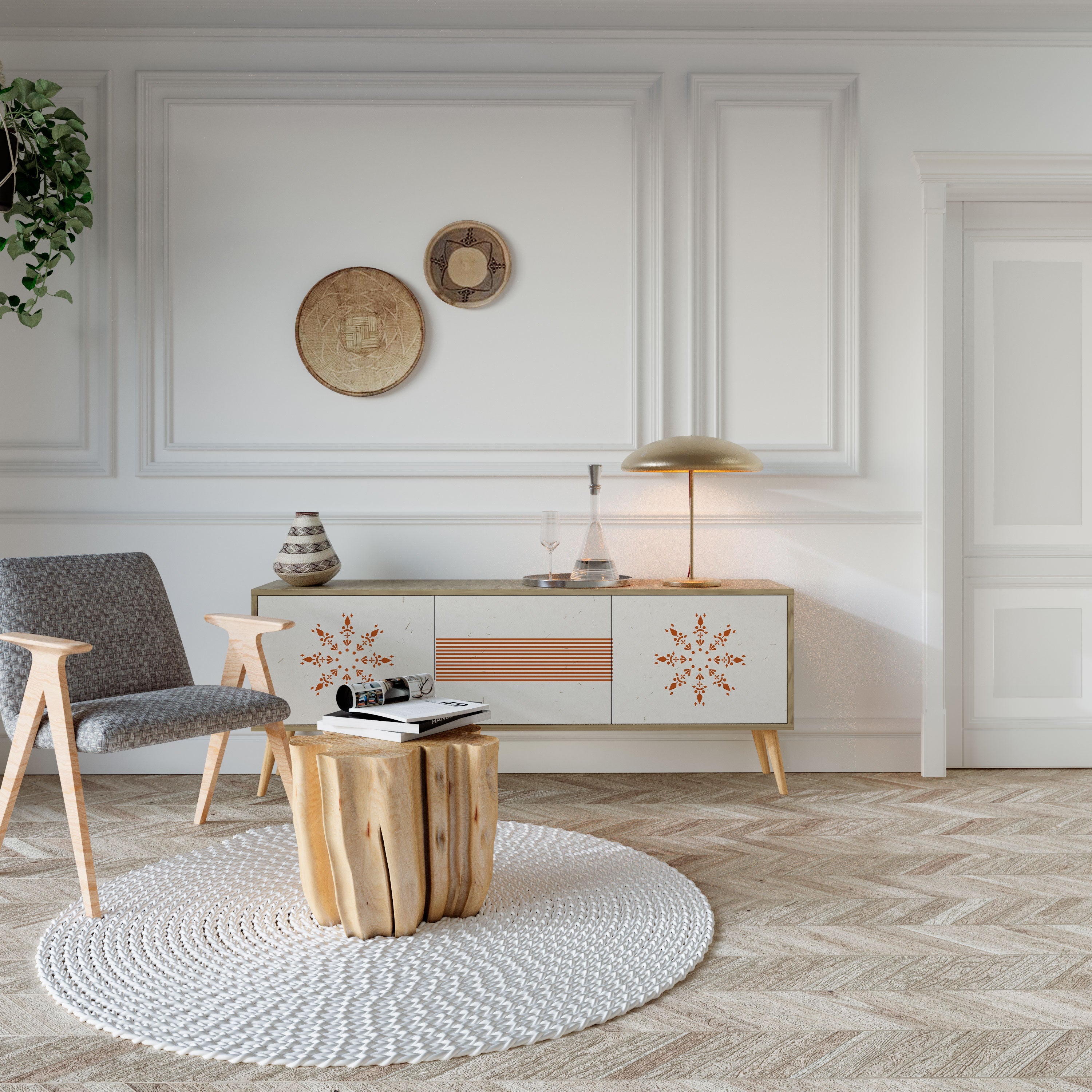 Meuble TV 3 portes DAILY HARMONY effet chêne