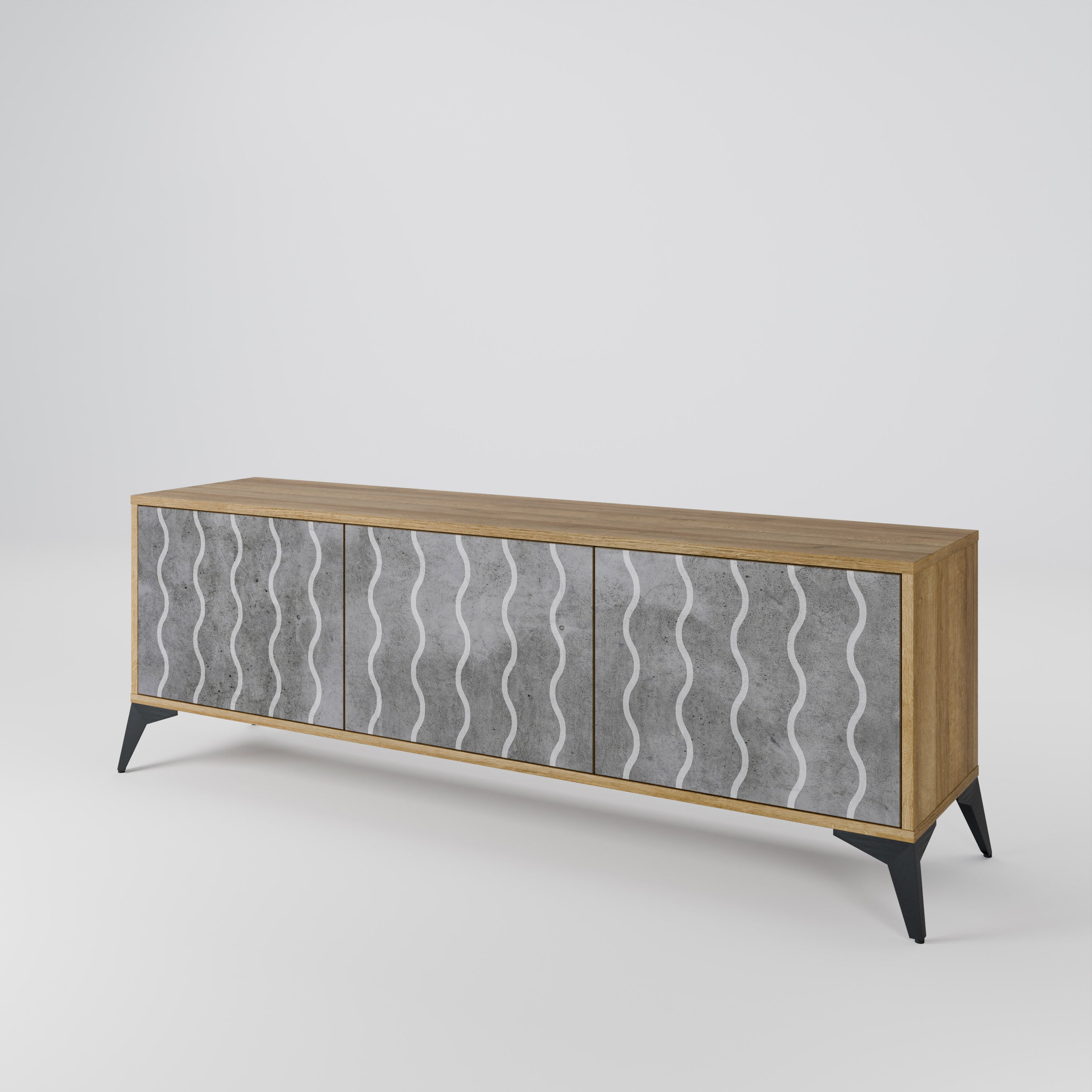 WAVES OF CONCRETE 3-Door TV Cabinet