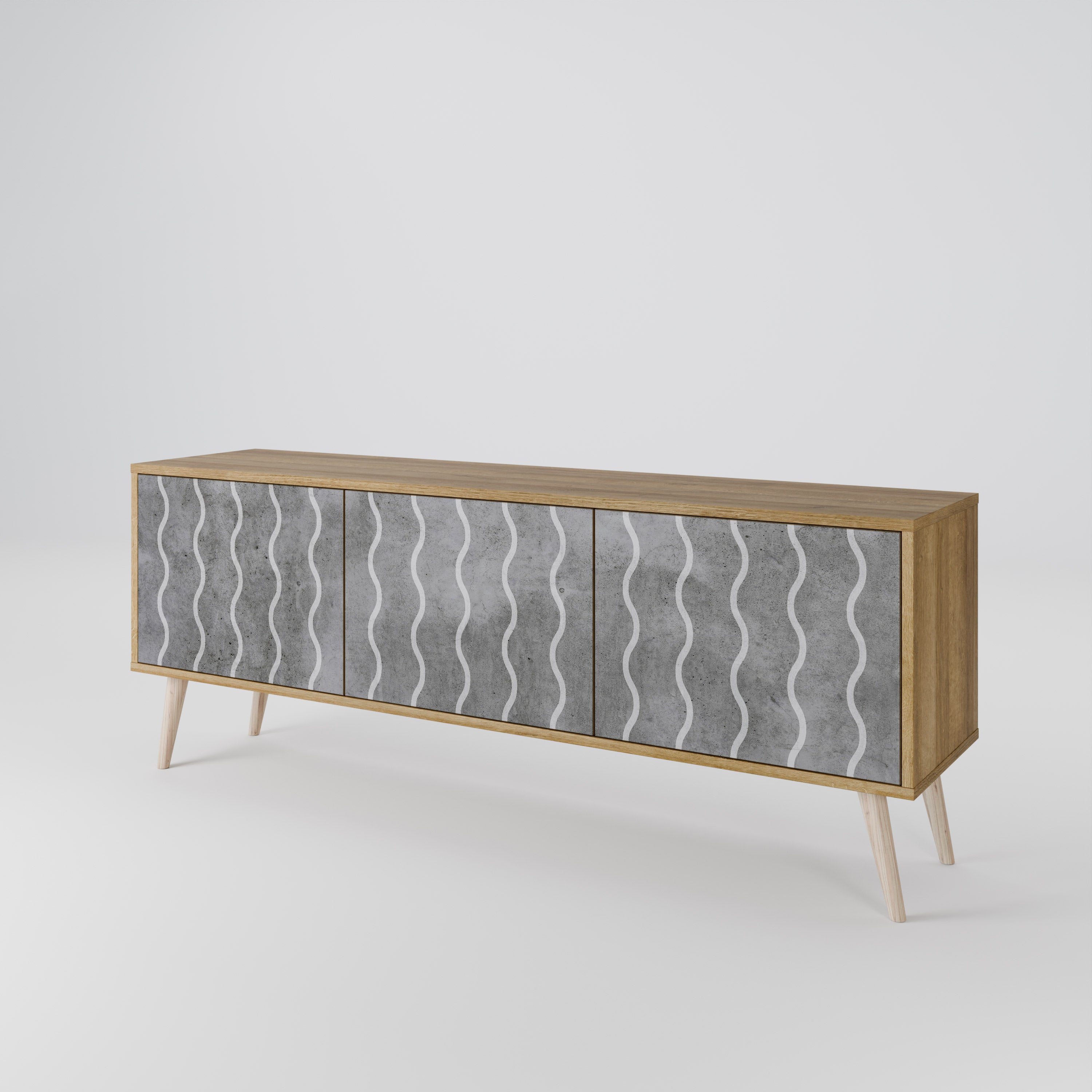 WAVES OF CONCRETE 3-Door TV Cabinet