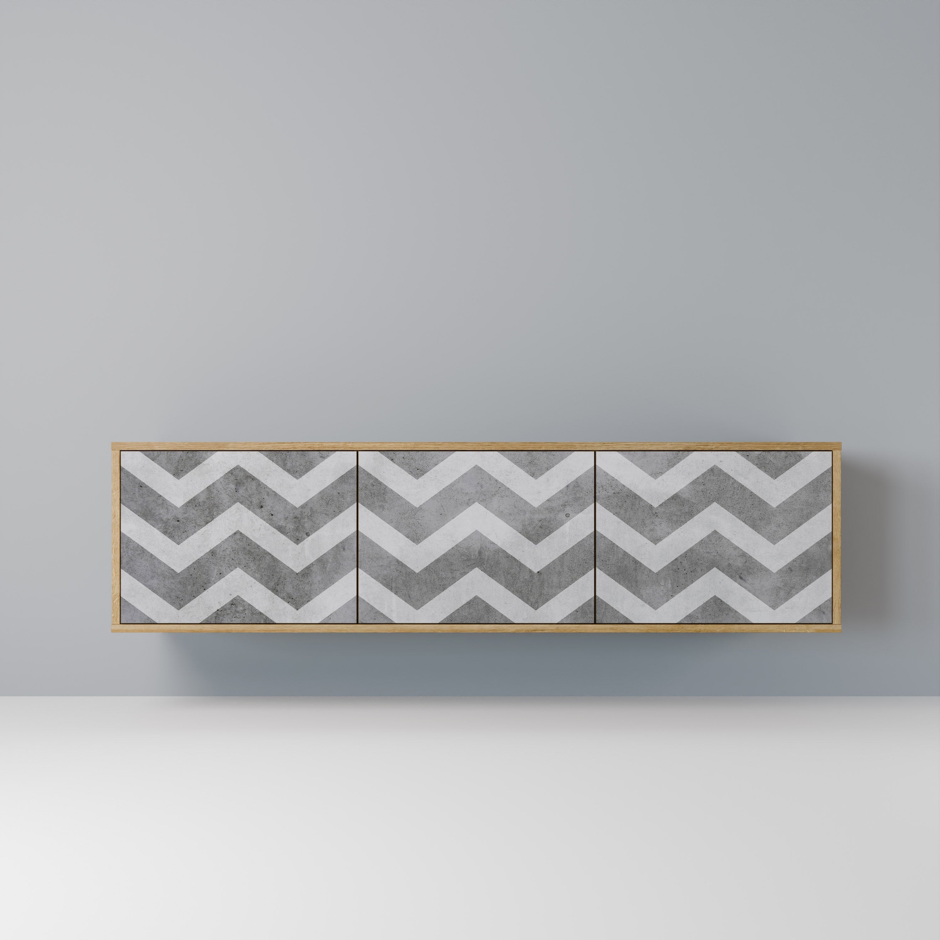 Meuble TV 3 portes TOUGH ZIG ZAG effet chêne