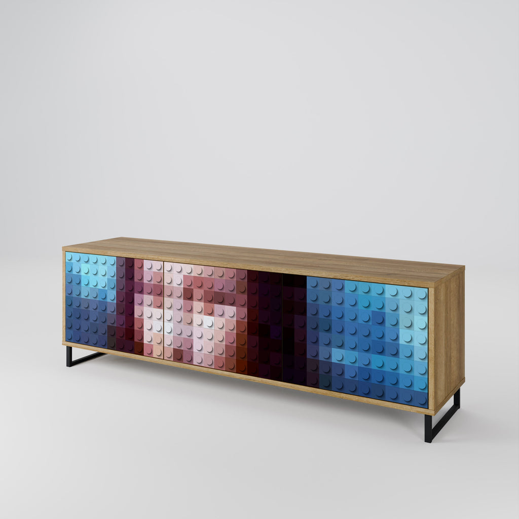 Meuble TV 3 portes effet chêne CONSTRUCTIVE ART