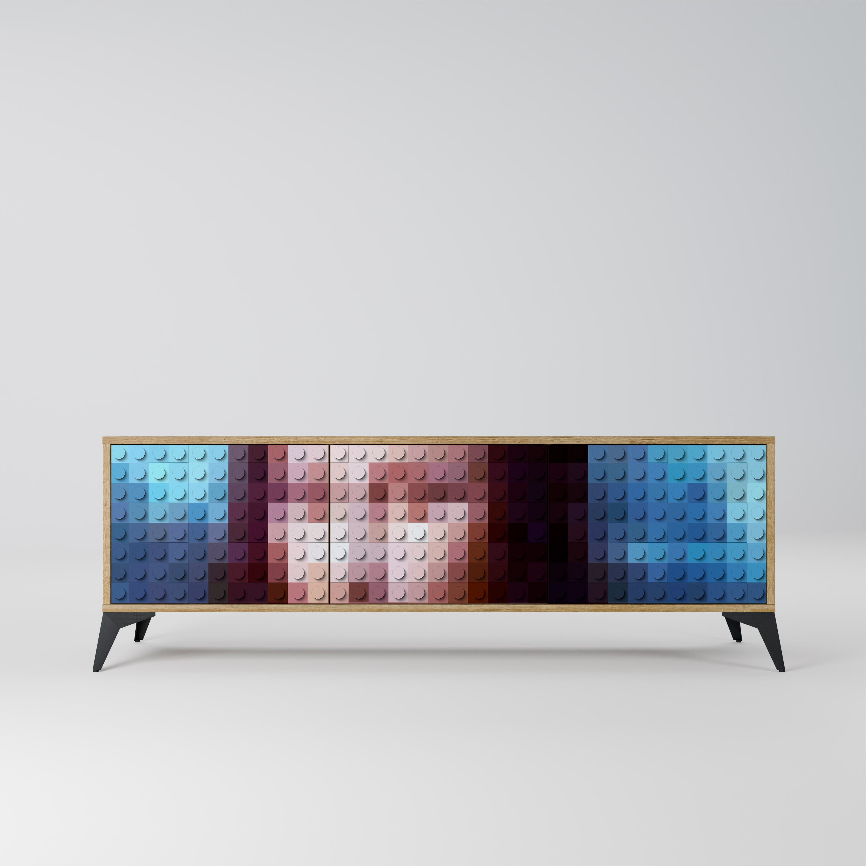 Meuble TV 3 portes effet chêne CONSTRUCTIVE ART