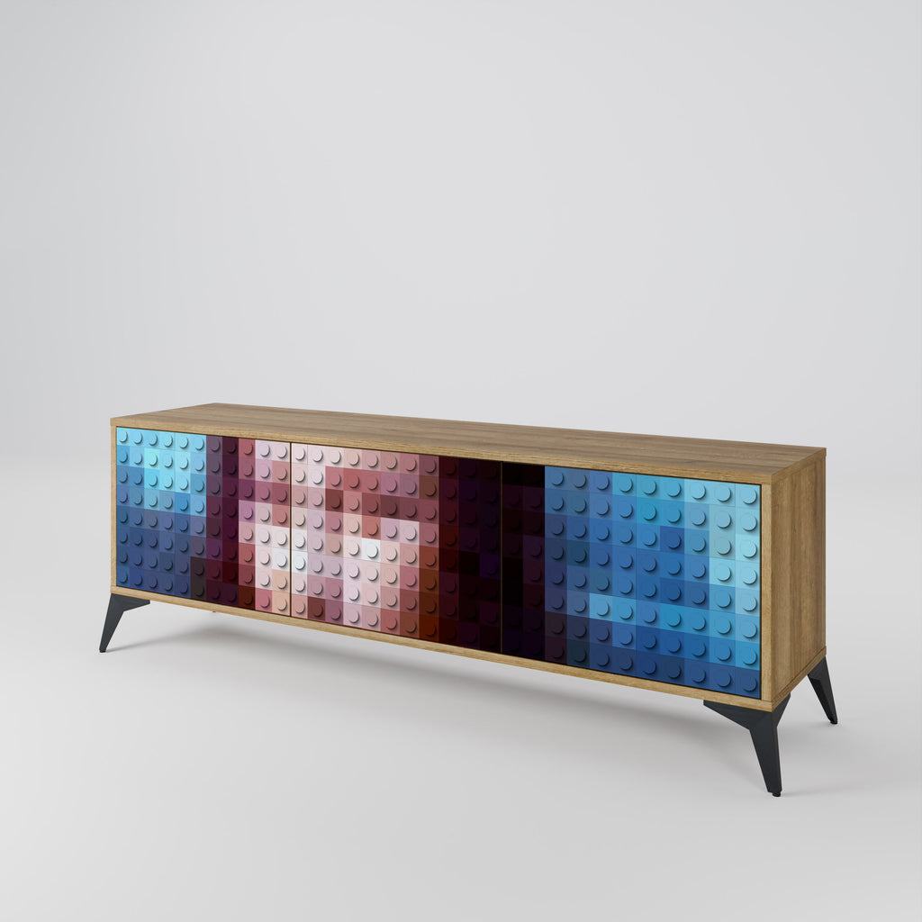 Meuble TV 3 portes effet chêne CONSTRUCTIVE ART