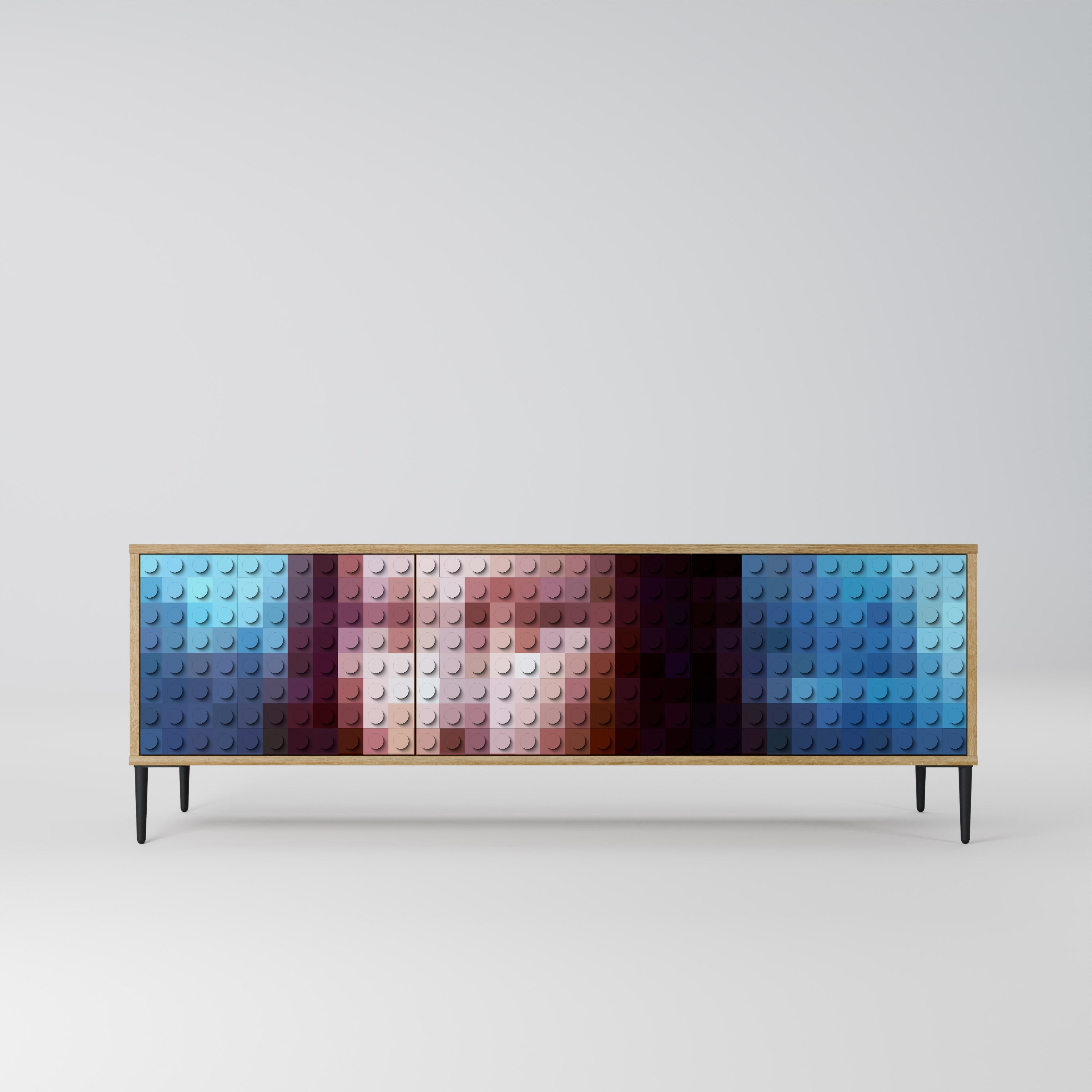 Meuble TV 3 portes effet chêne CONSTRUCTIVE ART