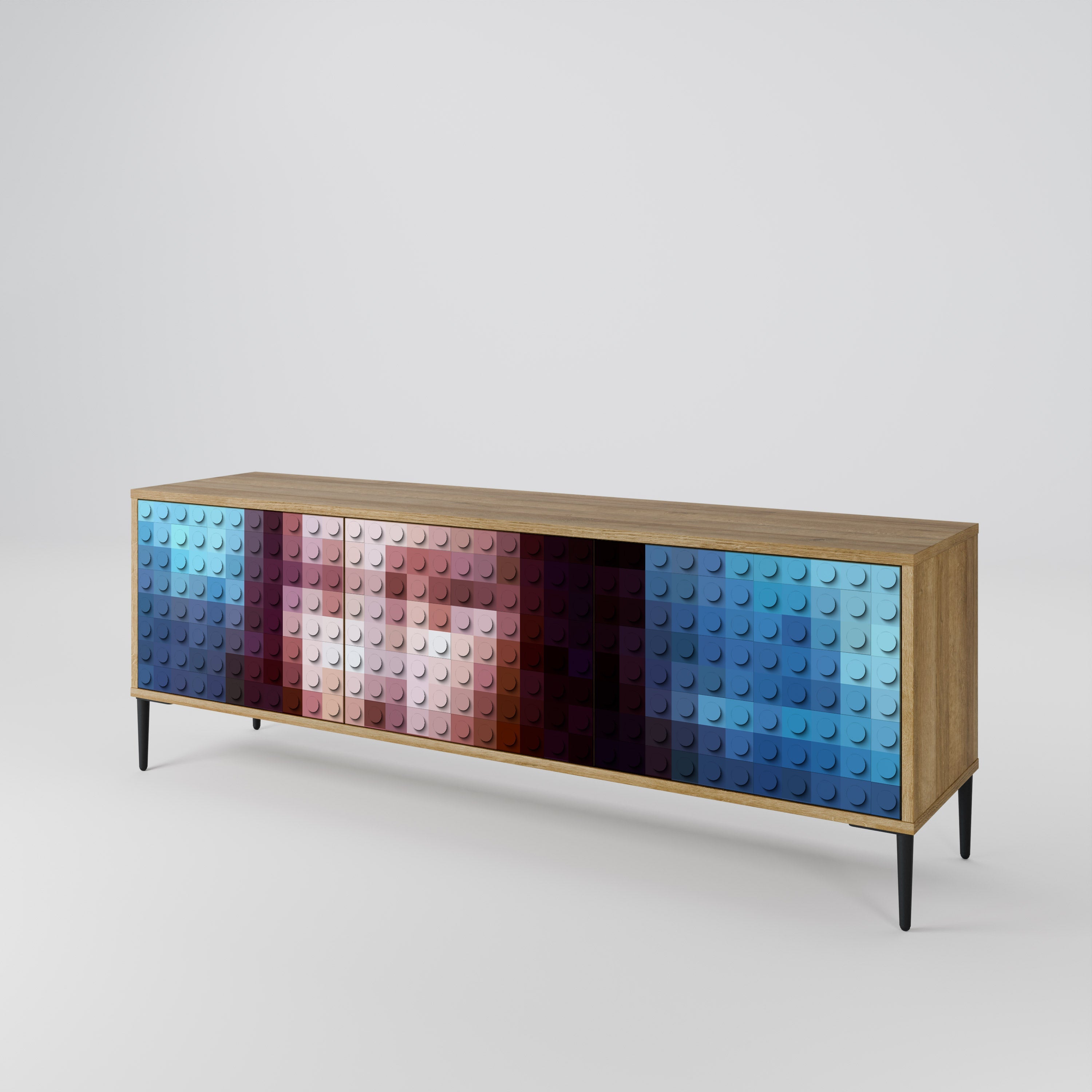 Meuble TV 3 portes effet chêne CONSTRUCTIVE ART