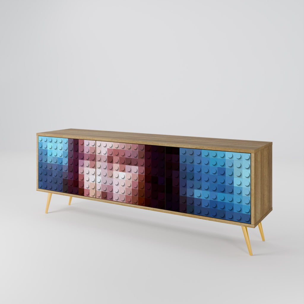 Meuble TV 3 portes effet chêne CONSTRUCTIVE ART