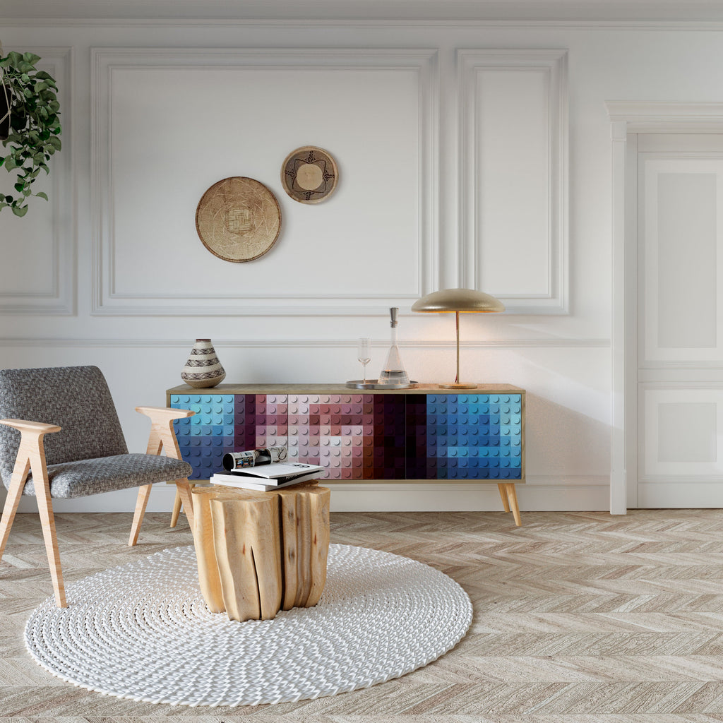 Meuble TV 3 portes effet chêne CONSTRUCTIVE ART