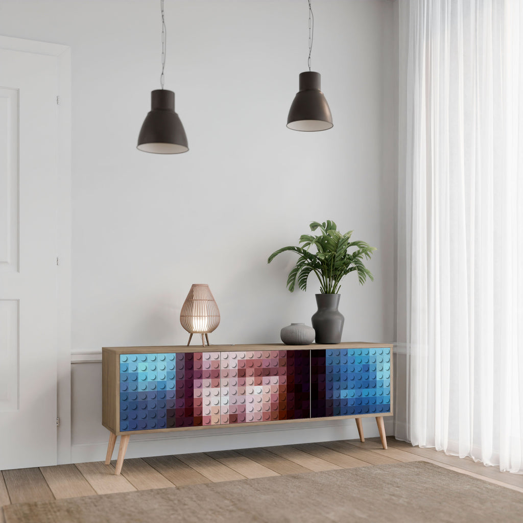 Meuble TV 3 portes effet chêne CONSTRUCTIVE ART