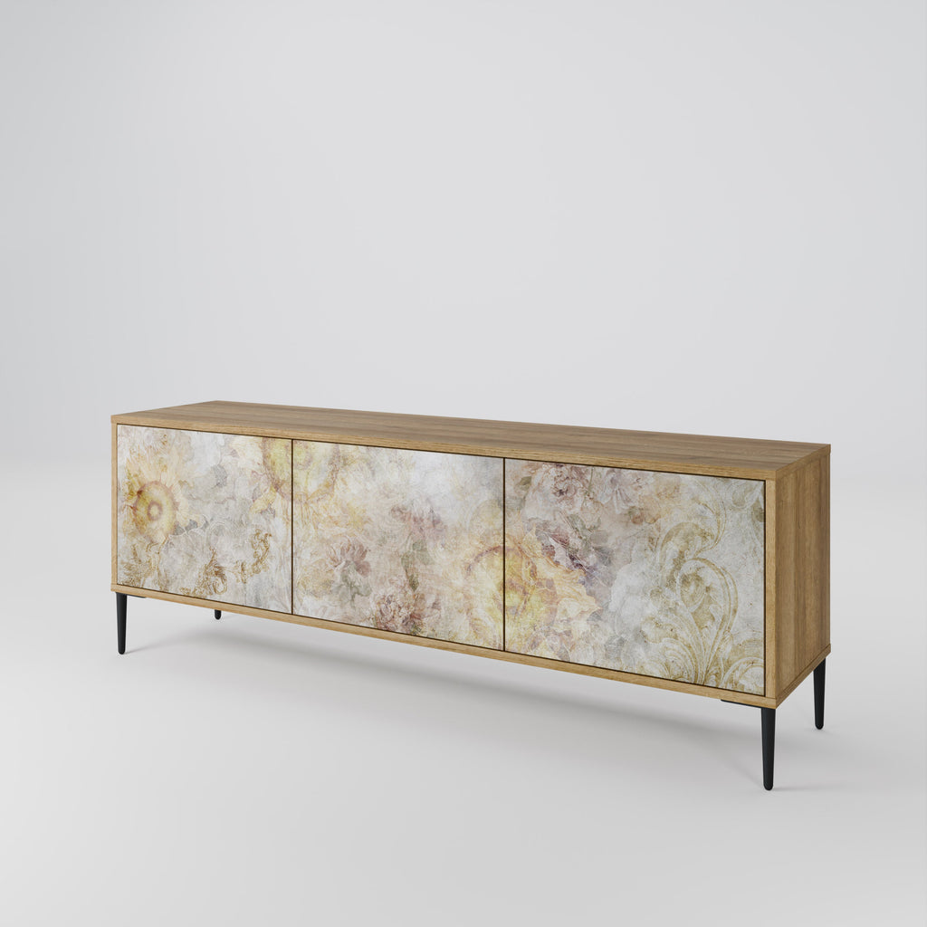 Meuble TV 3 portes SUNFLOWER BLUR effet chêne