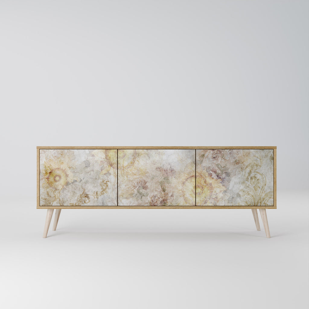 Meuble TV 3 portes SUNFLOWER BLUR effet chêne