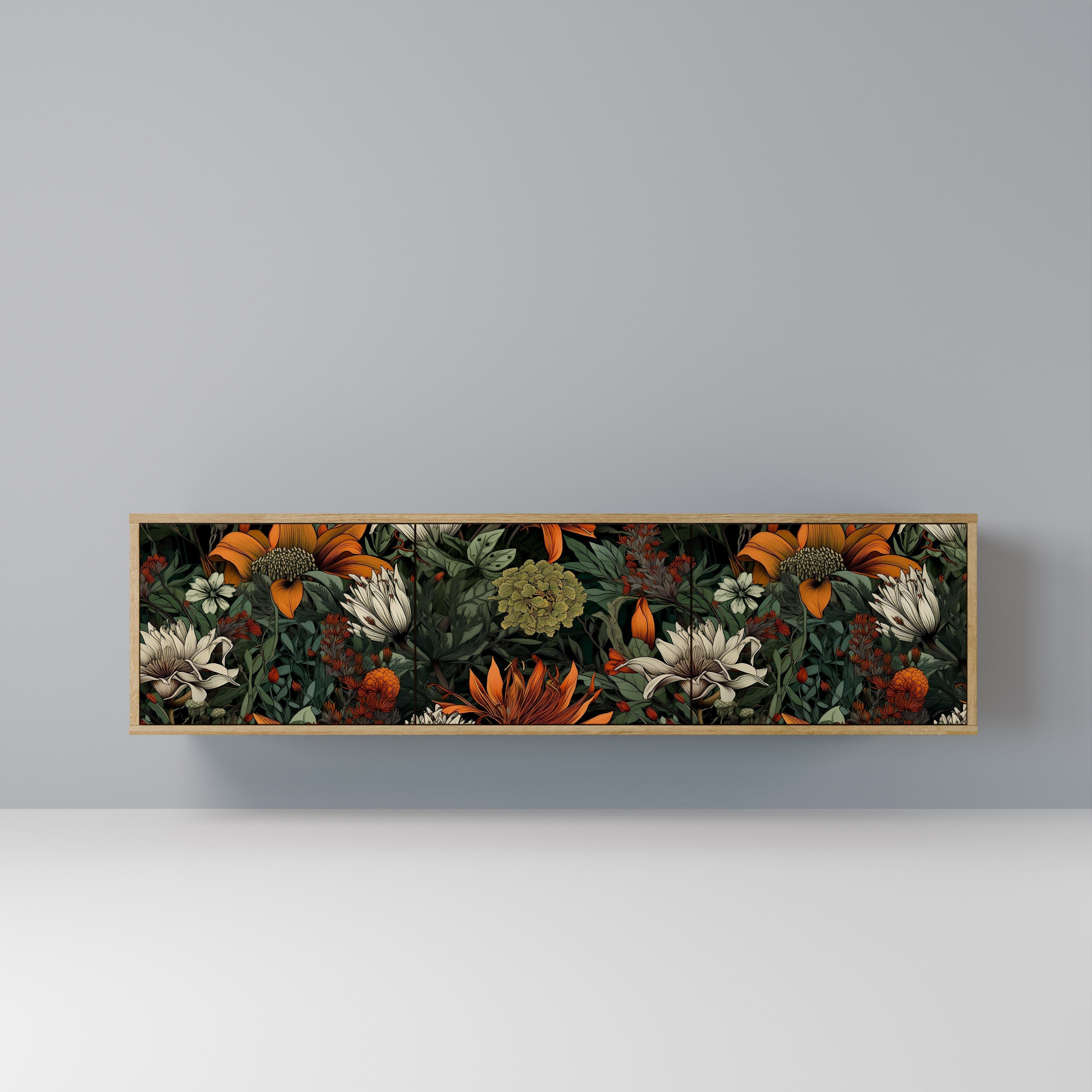 Meuble TV 3 portes MIDNIGHT SPROUT effet chêne