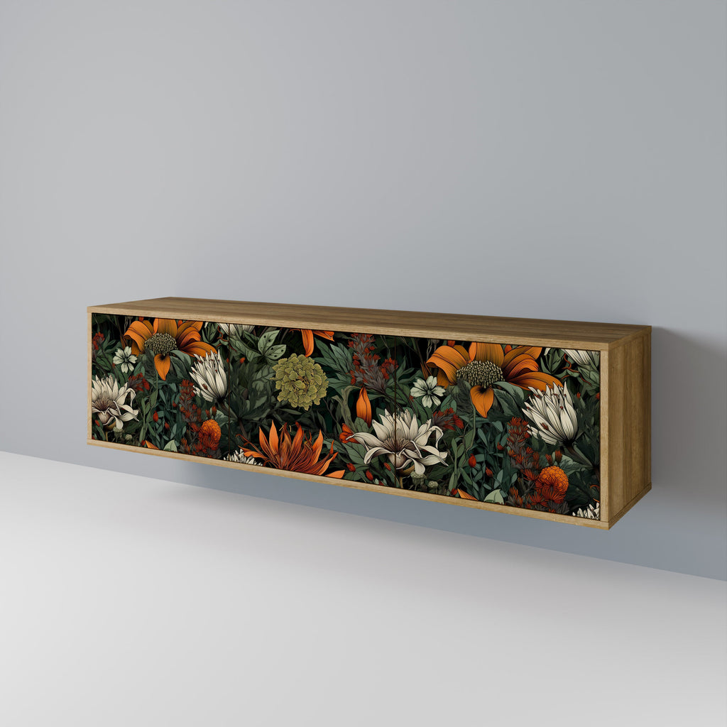 Meuble TV 3 portes MIDNIGHT SPROUT effet chêne