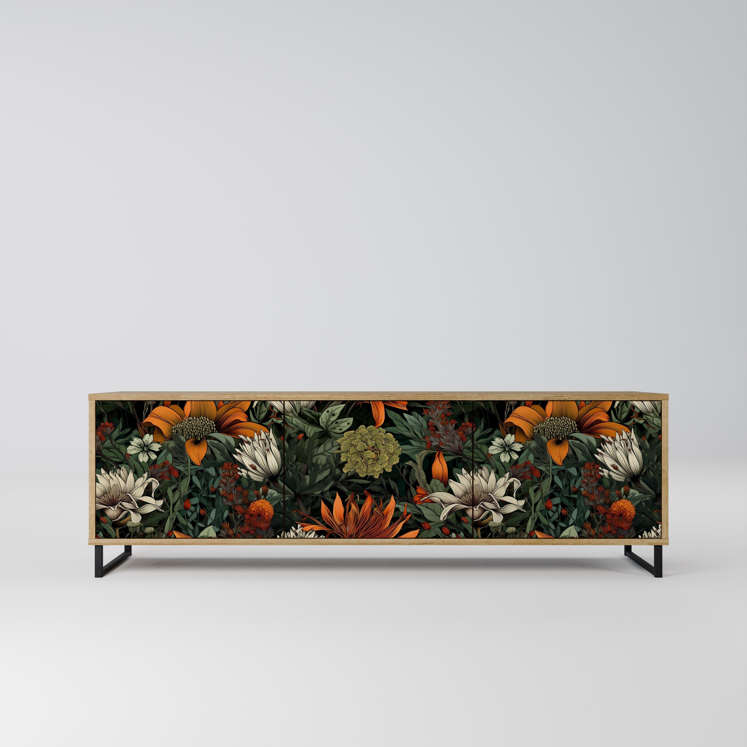 Meuble TV 3 portes MIDNIGHT SPROUT effet chêne