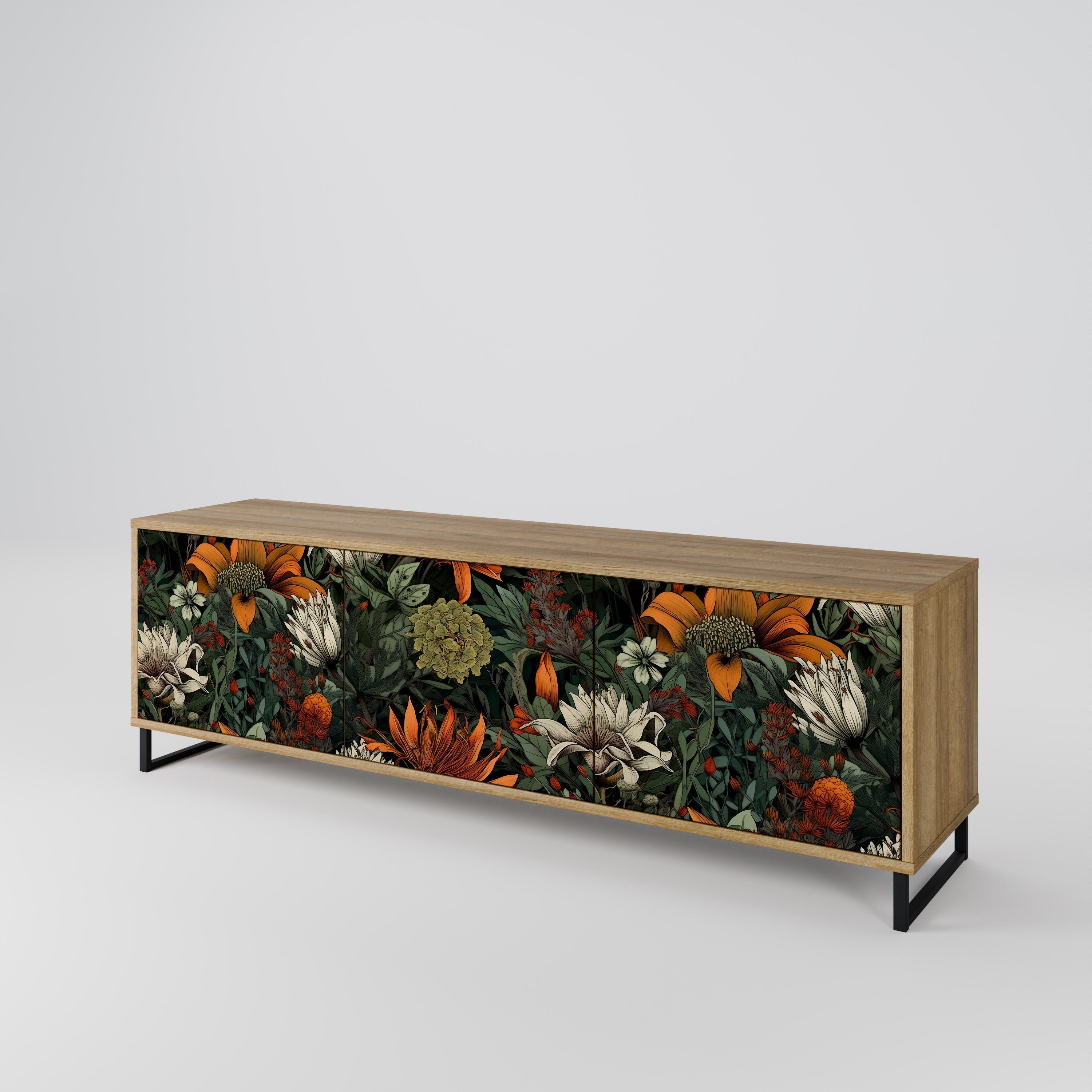 Meuble TV 3 portes MIDNIGHT SPROUT effet chêne