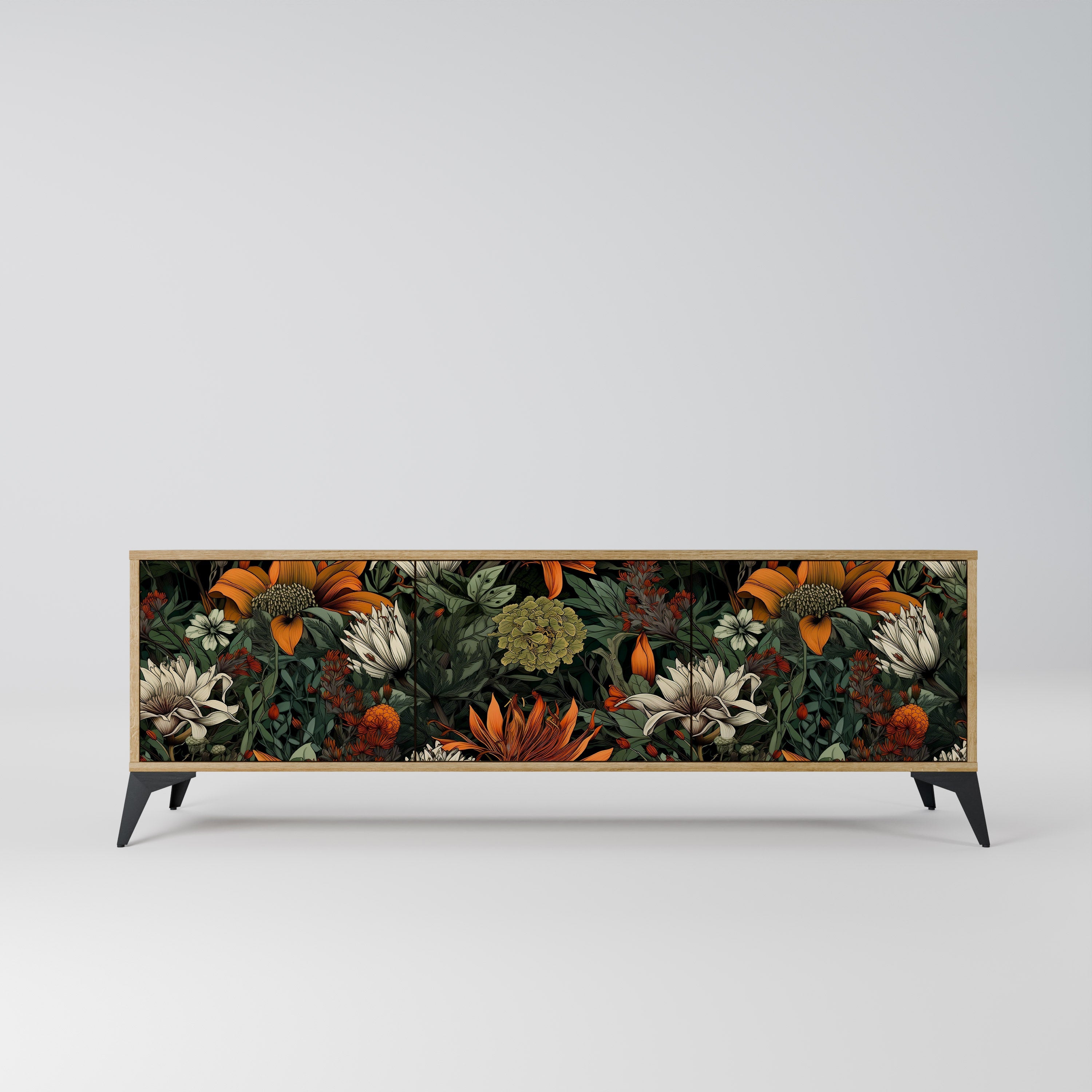 Meuble TV 3 portes MIDNIGHT SPROUT effet chêne