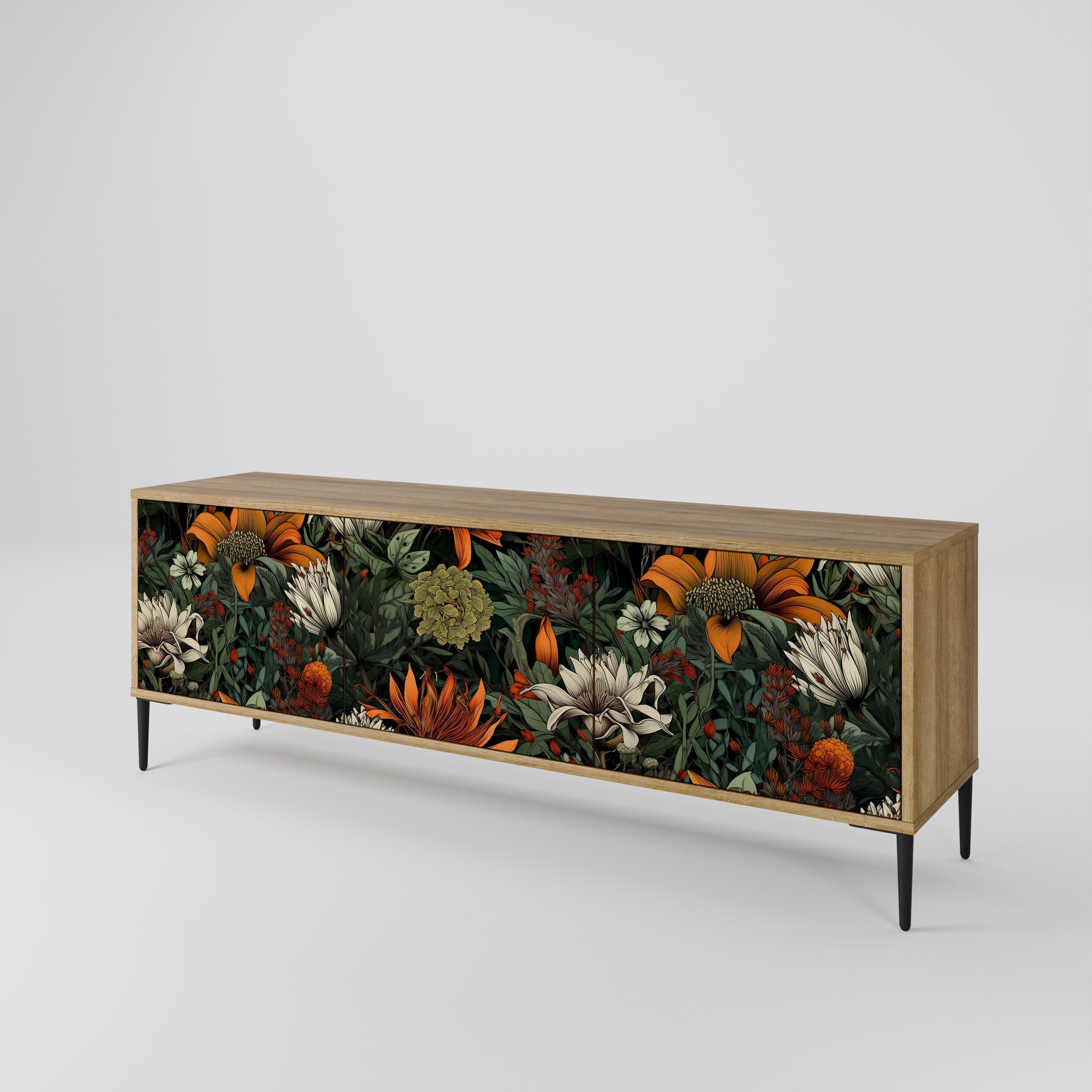 Meuble TV 3 portes MIDNIGHT SPROUT effet chêne