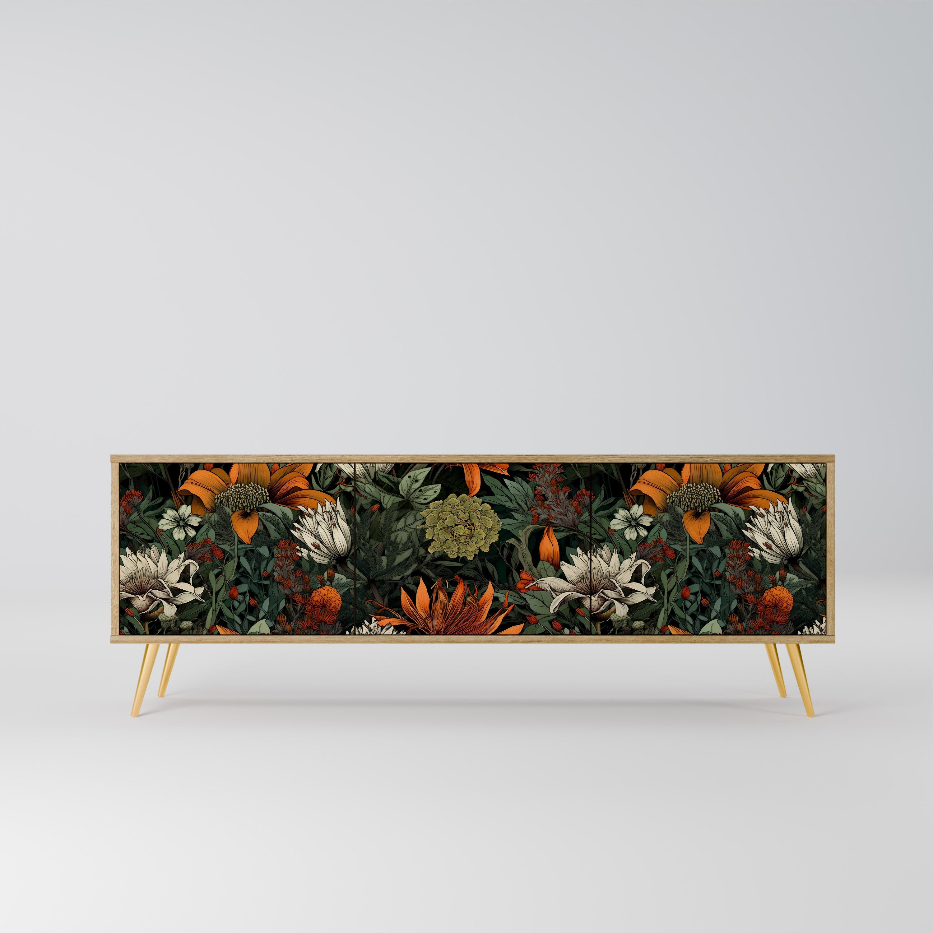 Meuble TV 3 portes MIDNIGHT SPROUT effet chêne