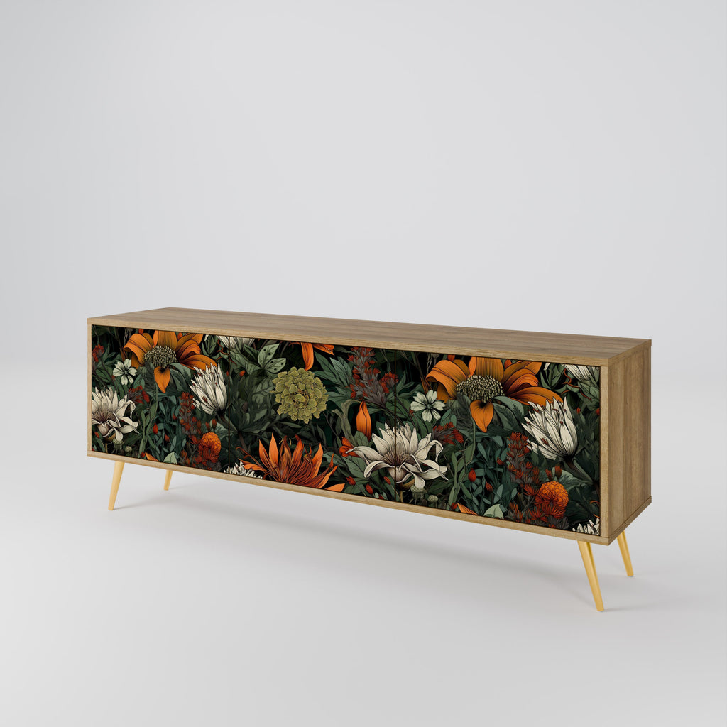 Meuble TV 3 portes MIDNIGHT SPROUT effet chêne