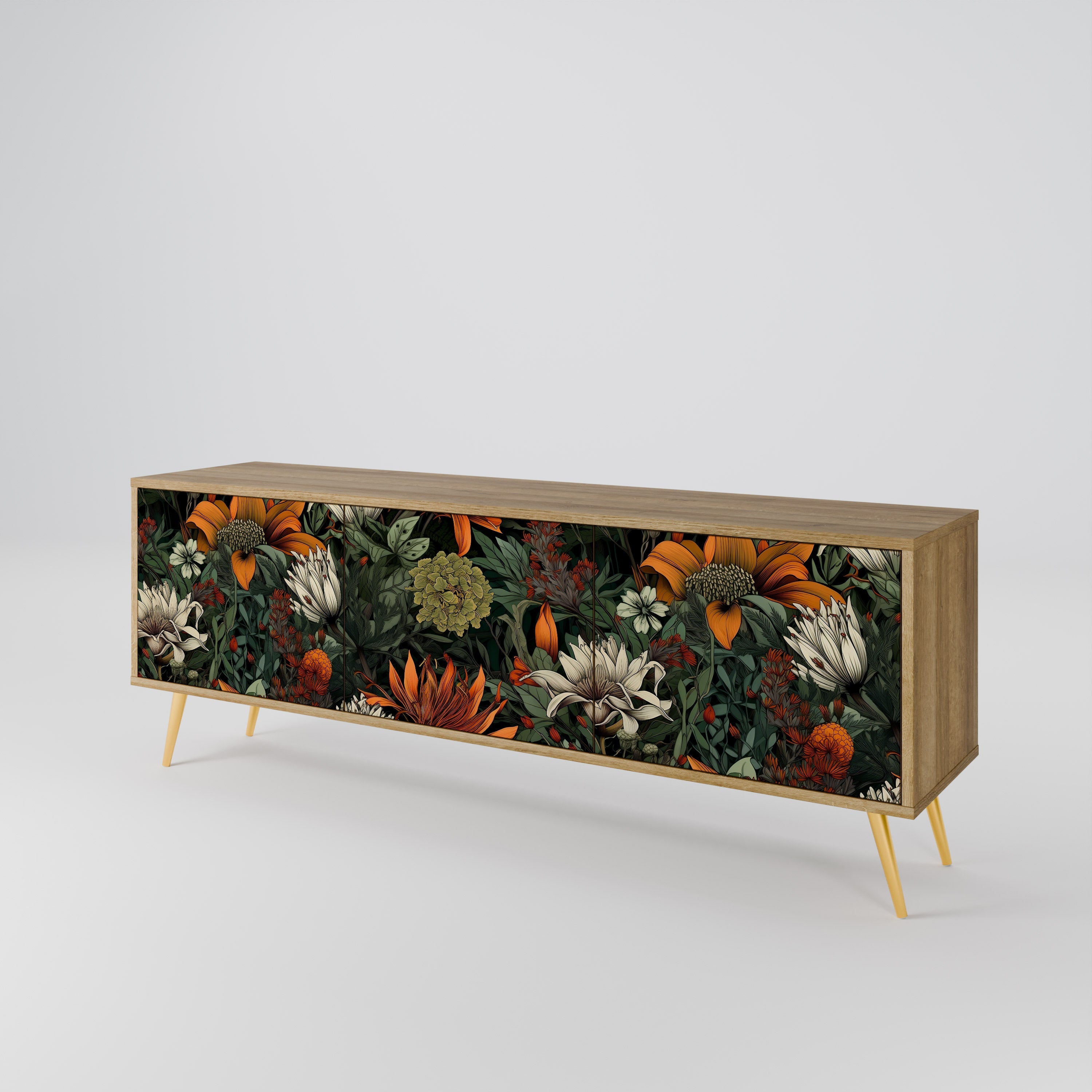 Meuble TV 3 portes MIDNIGHT SPROUT effet chêne