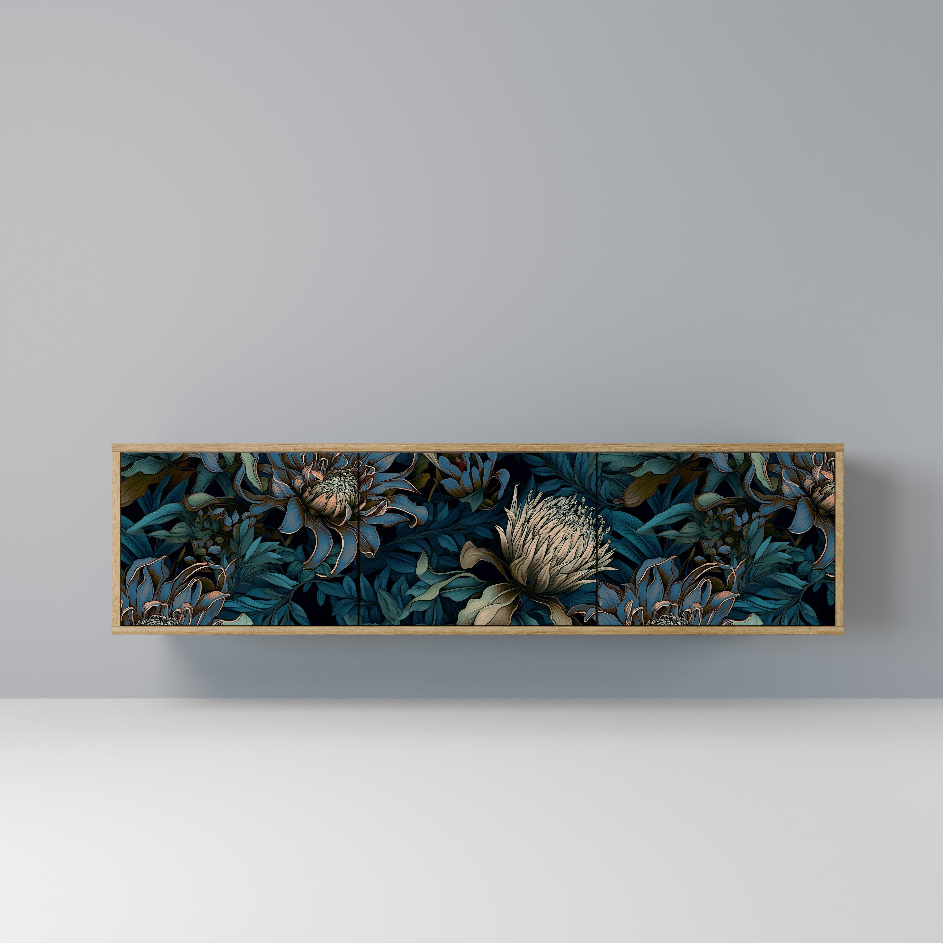 Meuble TV 3 portes TWILIGHT BLOOM effet chêne