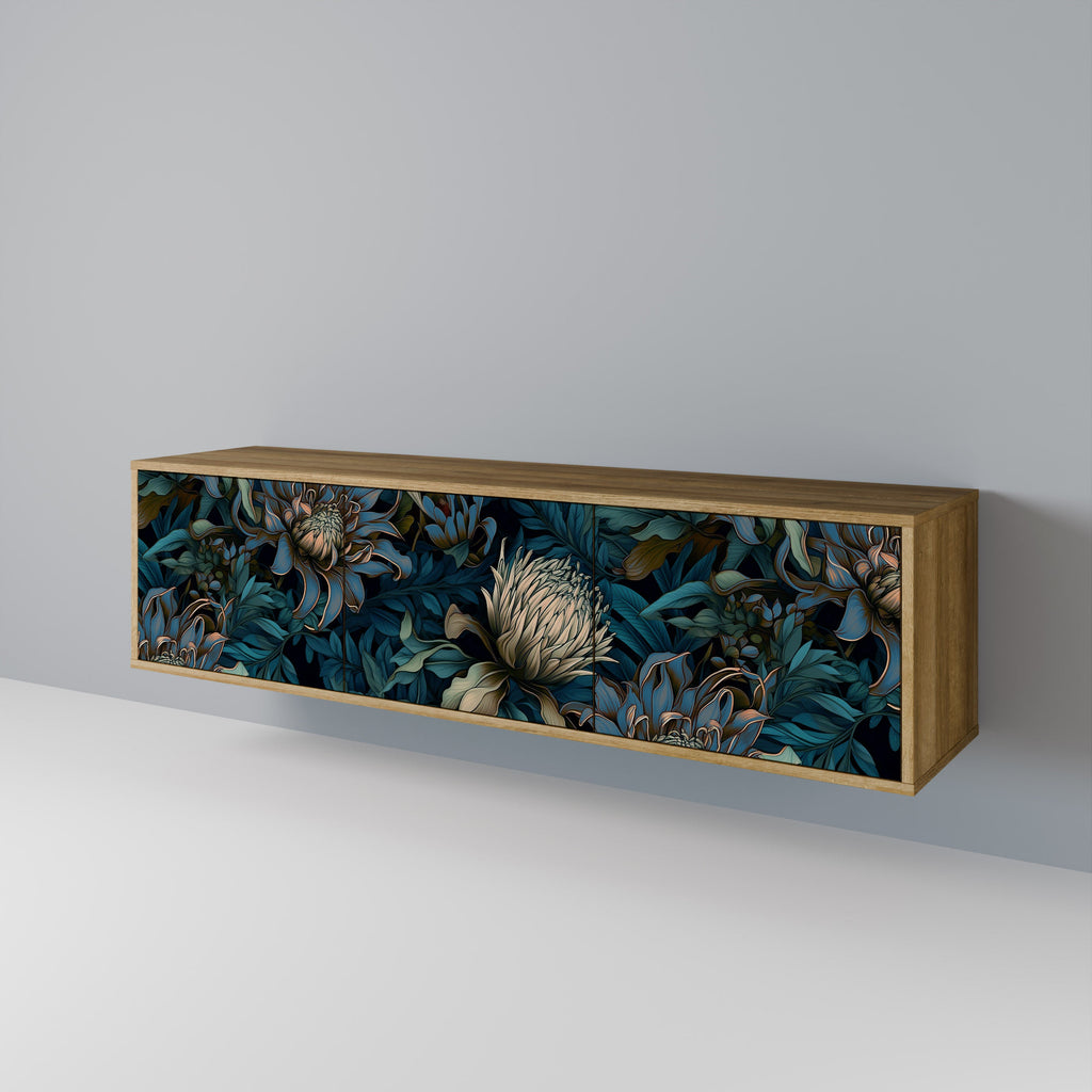 Meuble TV 3 portes TWILIGHT BLOOM effet chêne