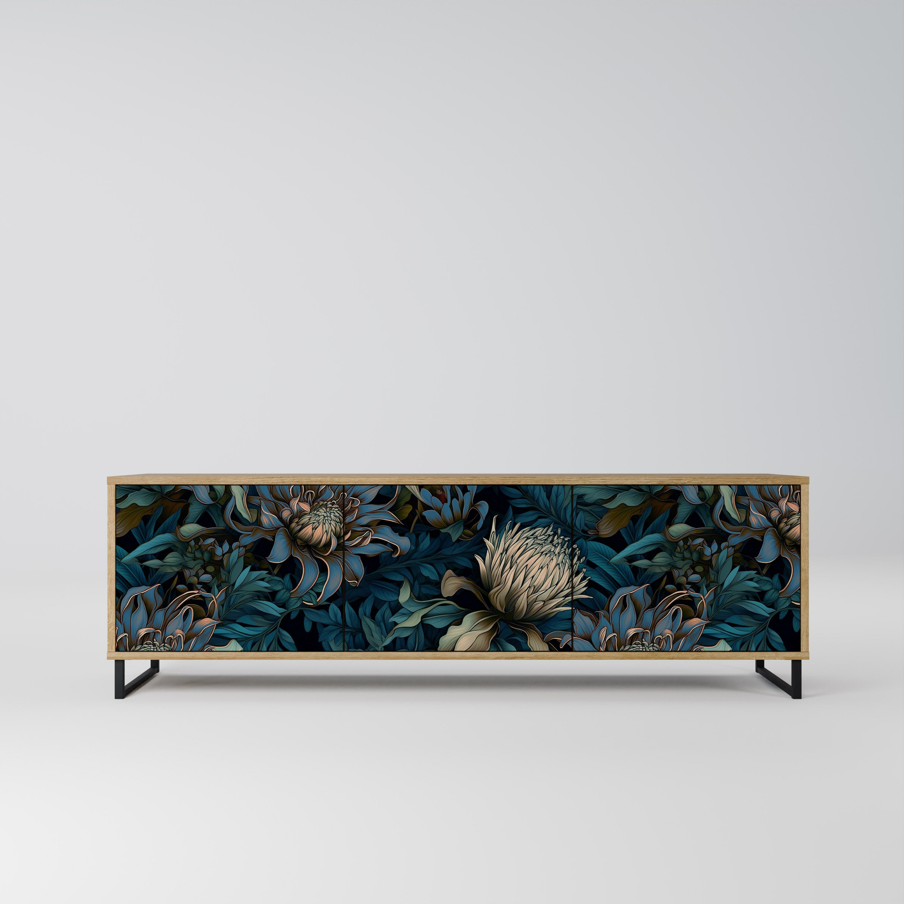 Meuble TV 3 portes TWILIGHT BLOOM effet chêne