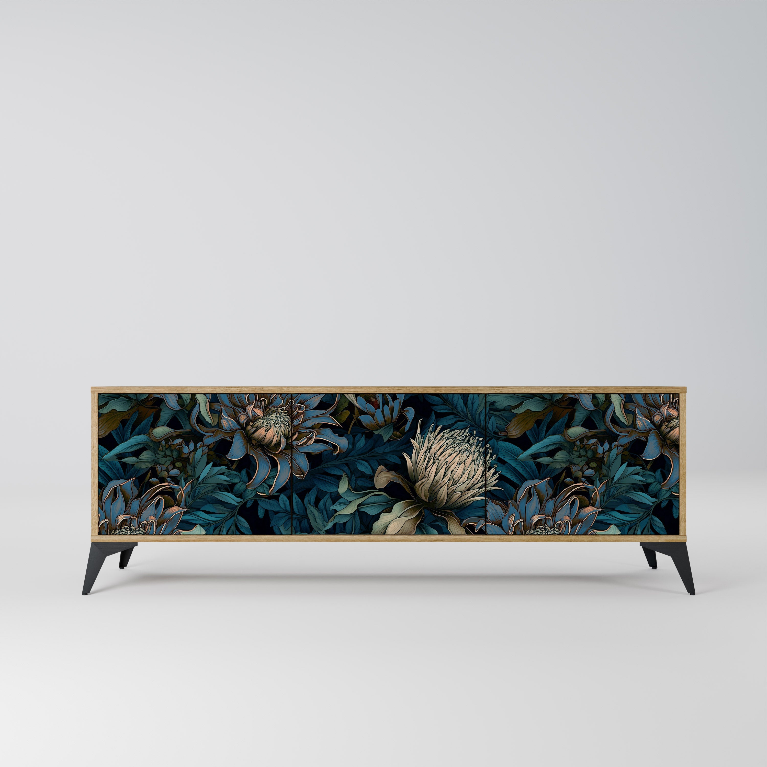 Meuble TV 3 portes TWILIGHT BLOOM effet chêne