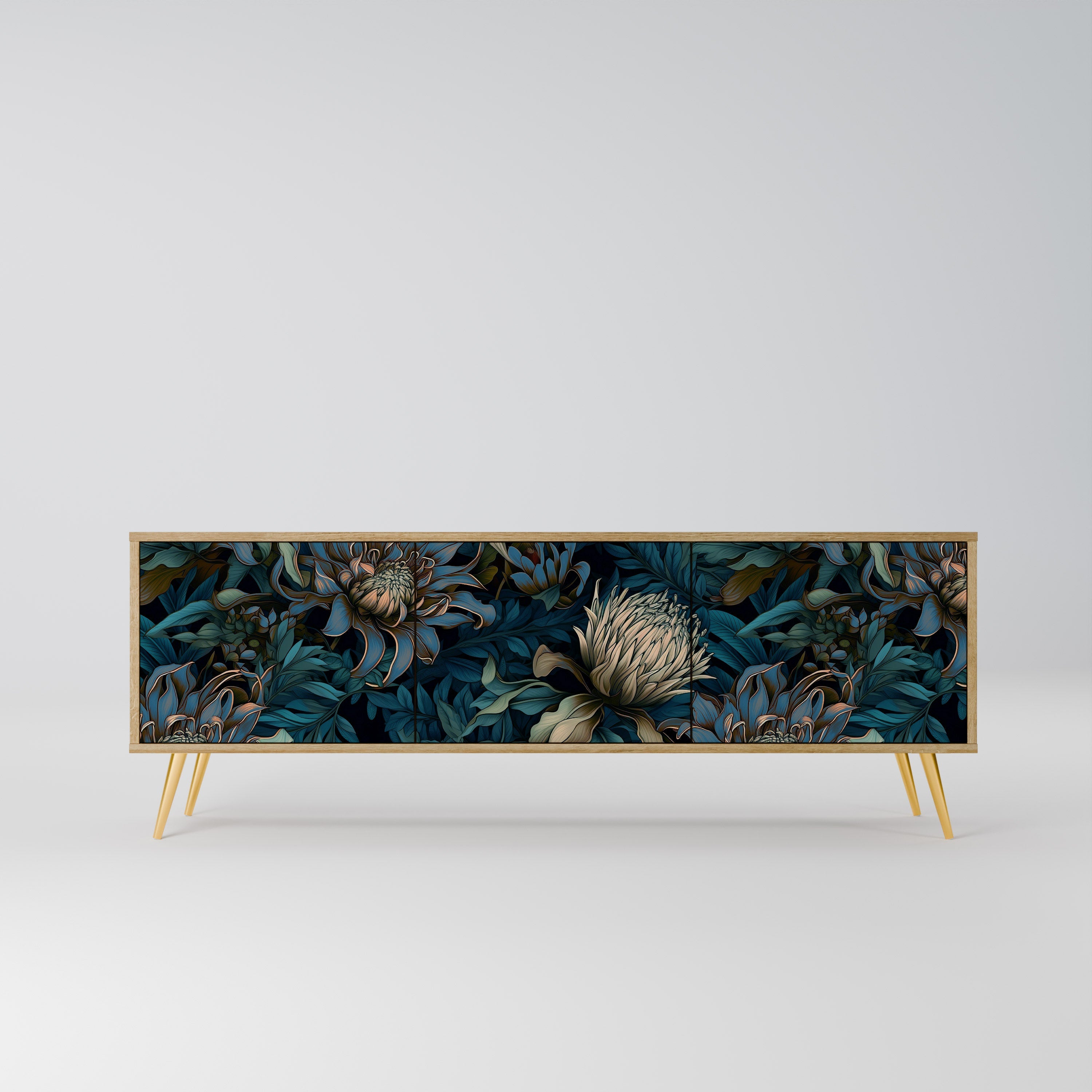 Meuble TV 3 portes TWILIGHT BLOOM effet chêne