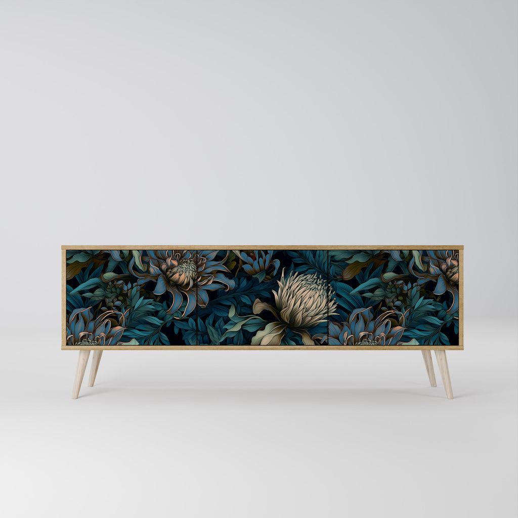 Meuble TV 3 portes TWILIGHT BLOOM effet chêne