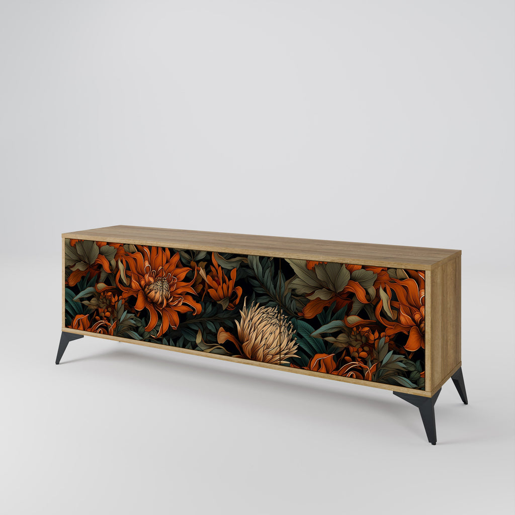 Meuble TV 3 portes DAWN BLOOM effet chêne