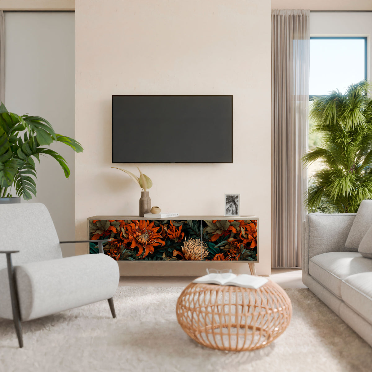 DAWN BLOOM 3-Door TV Cabinet