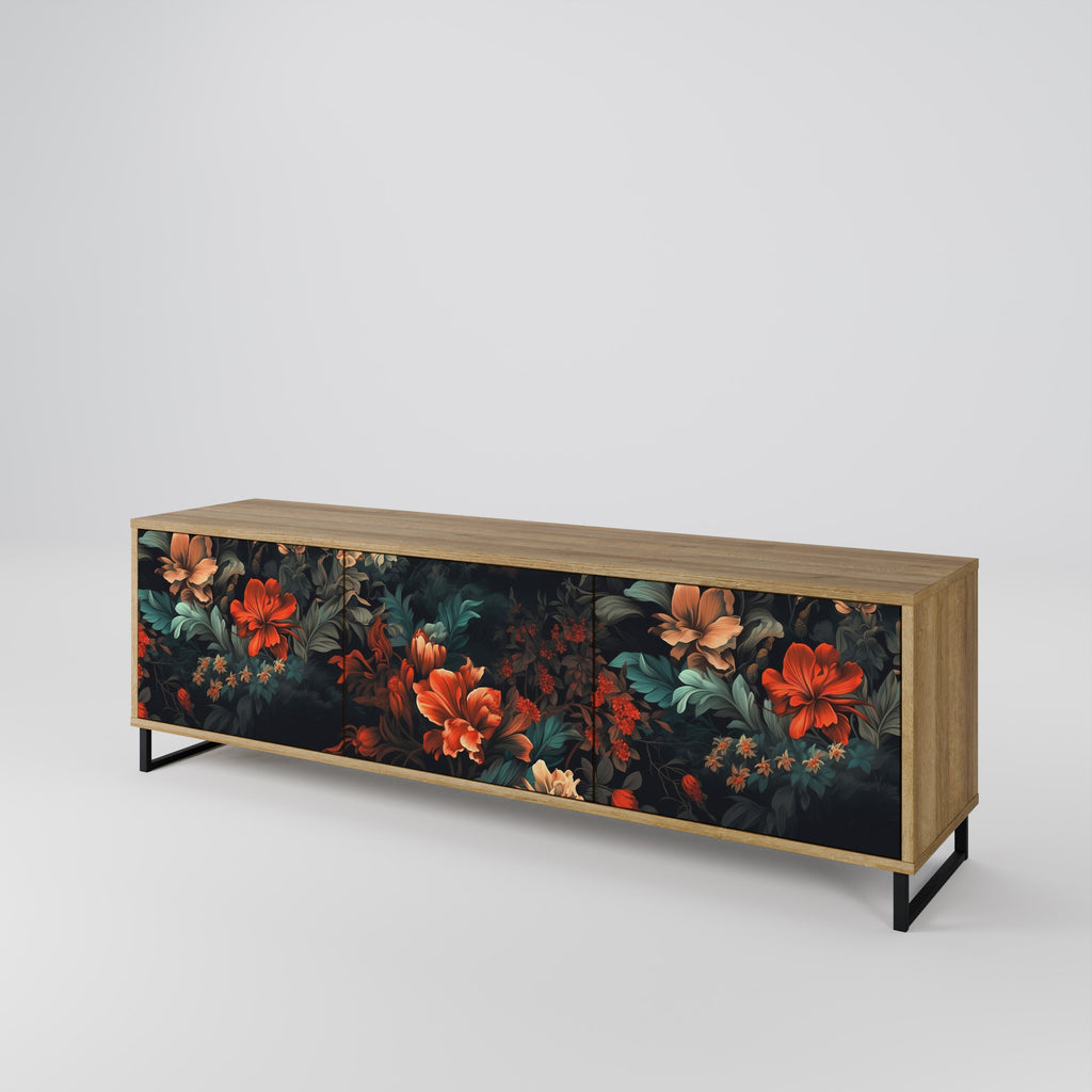 Meuble TV 3 portes IMAGINARY BLOSSOM effet chêne