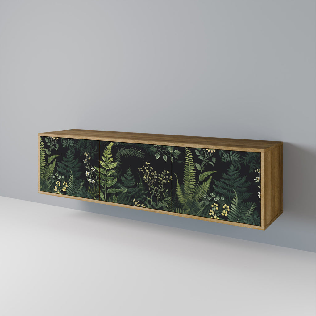 Meuble TV 3 portes FERN FLOWERS effet chêne
