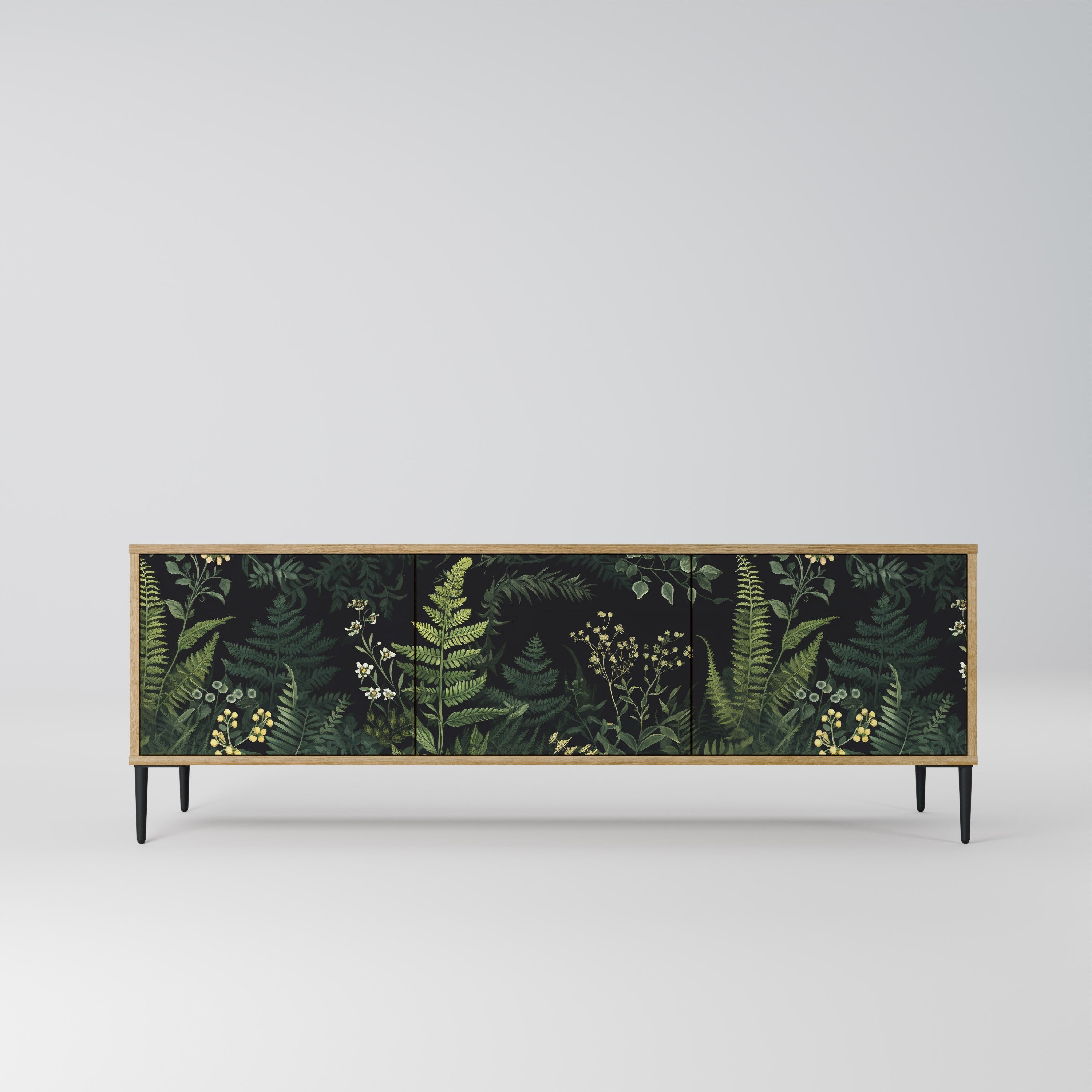 Meuble TV 3 portes FERN FLOWERS effet chêne