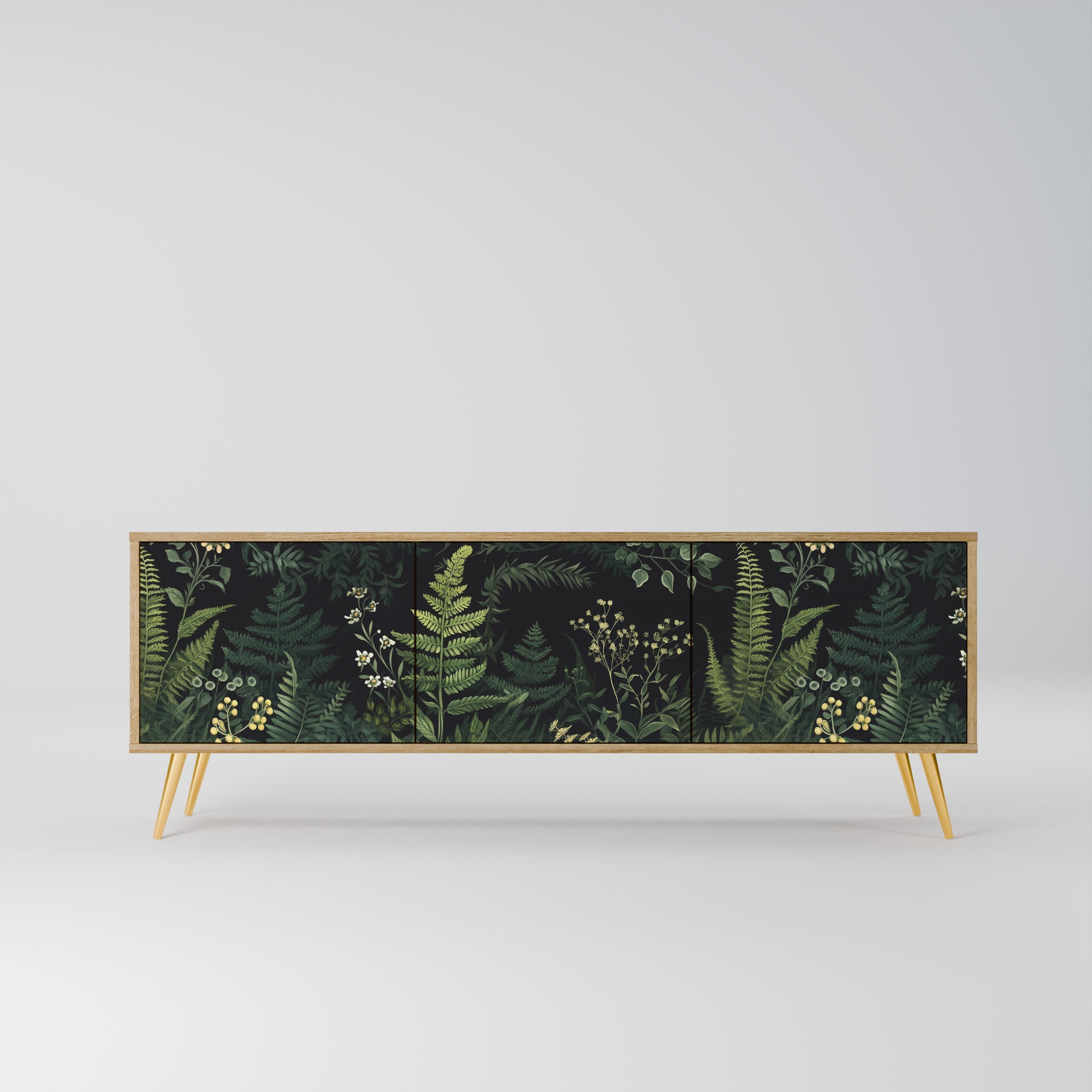 Meuble TV 3 portes FERN FLOWERS effet chêne