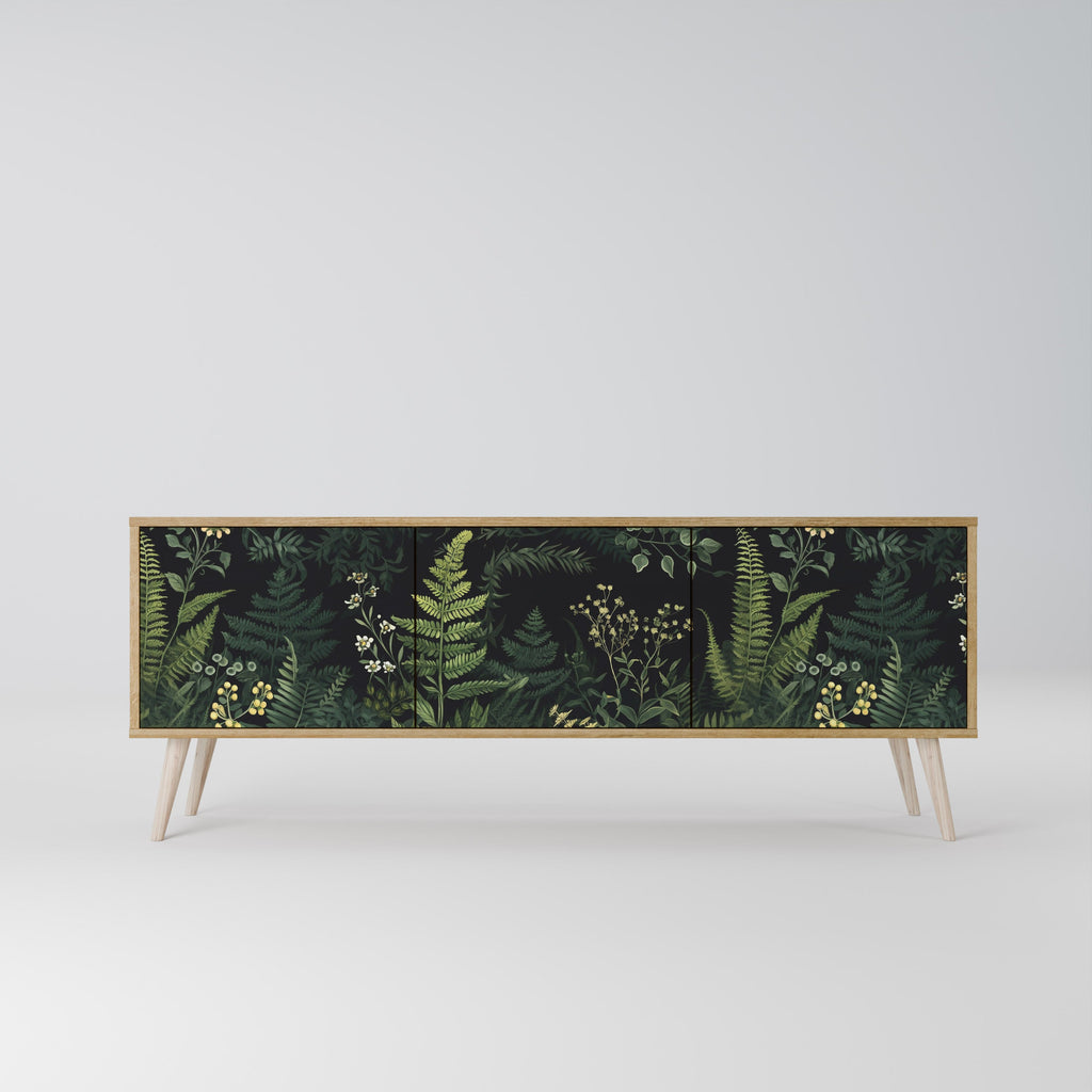 Meuble TV 3 portes FERN FLOWERS effet chêne