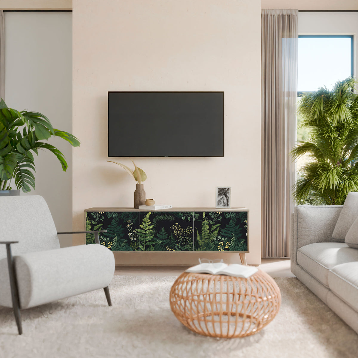FERN FLOWERS 3-Door TV Cabinet