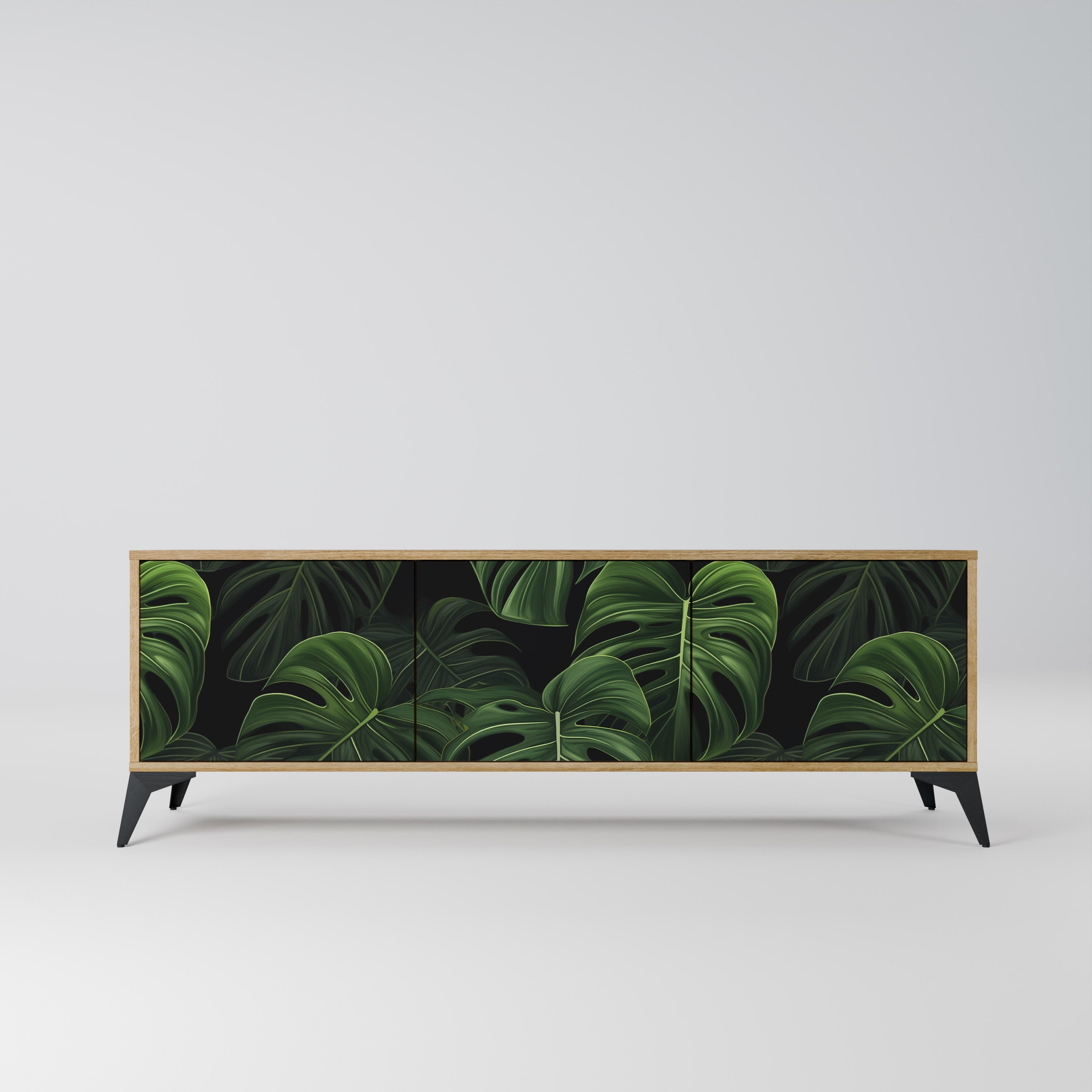 Meuble TV 3 portes INFINITE MONSTERA effet chêne