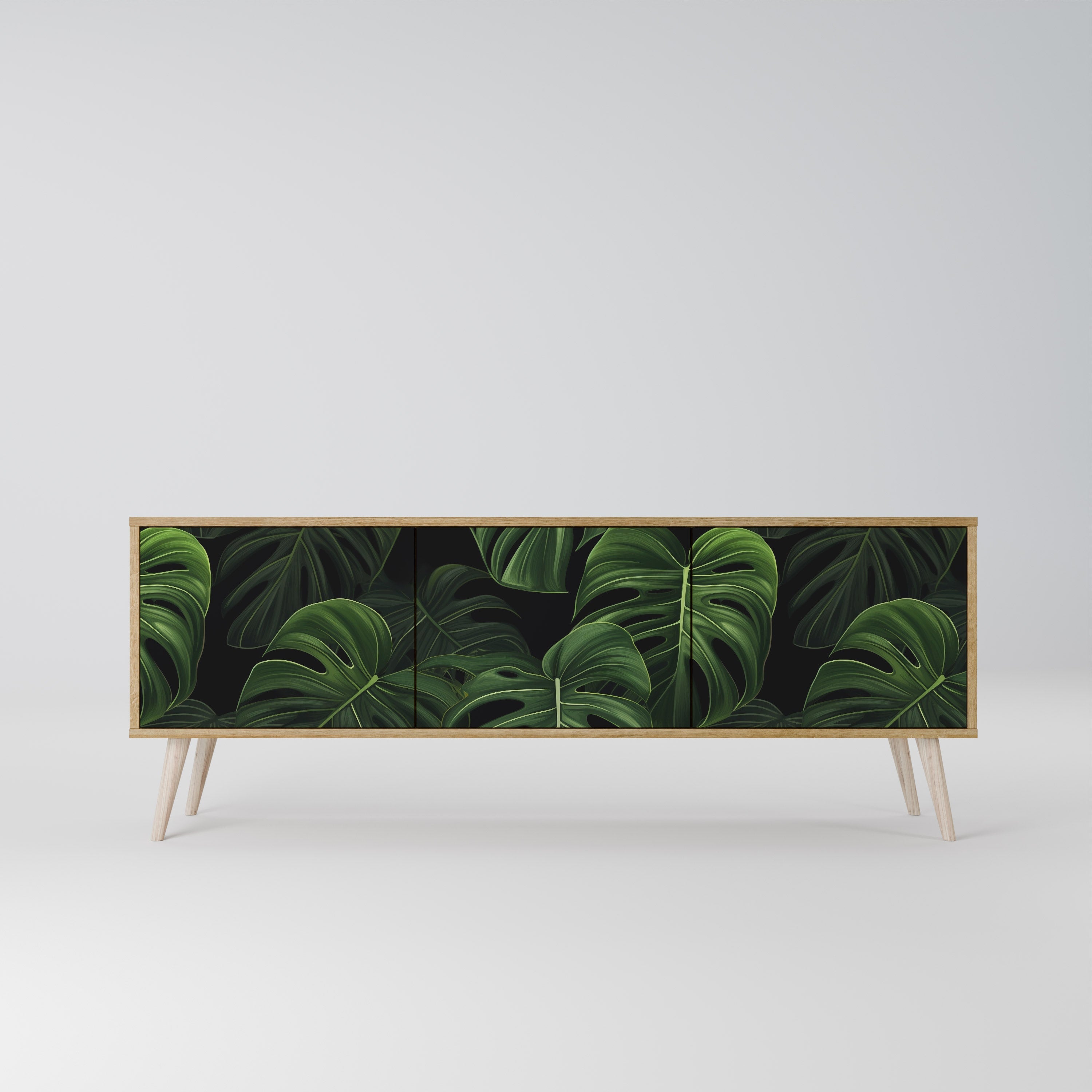 Meuble TV 3 portes INFINITE MONSTERA effet chêne