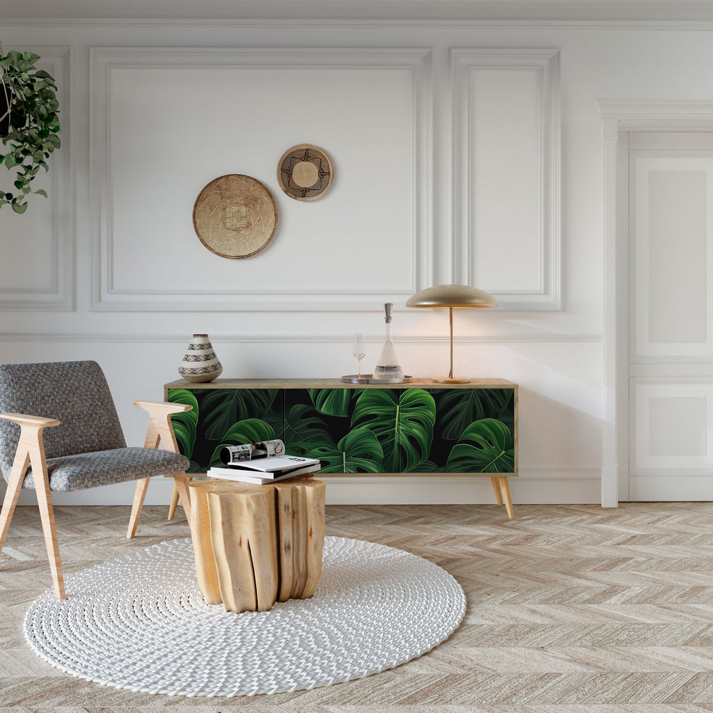 Meuble TV 3 portes INFINITE MONSTERA effet chêne