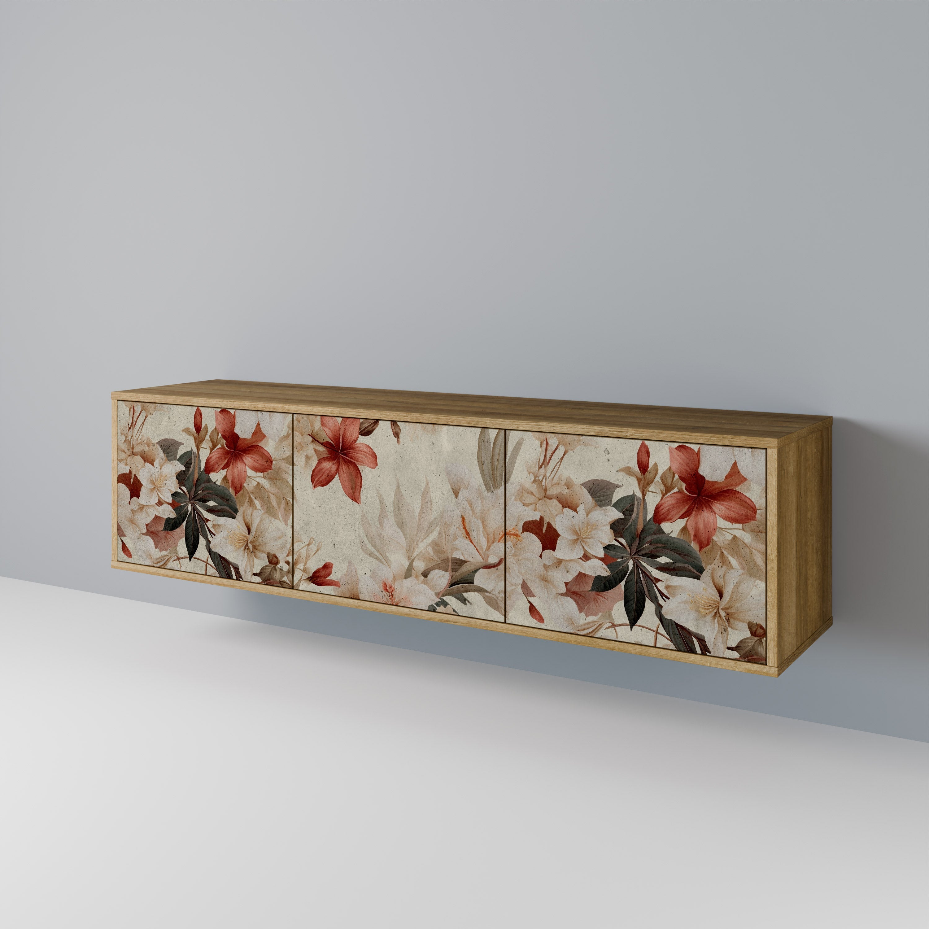 Meuble TV 3 portes PETAL HARMONY effet chêne